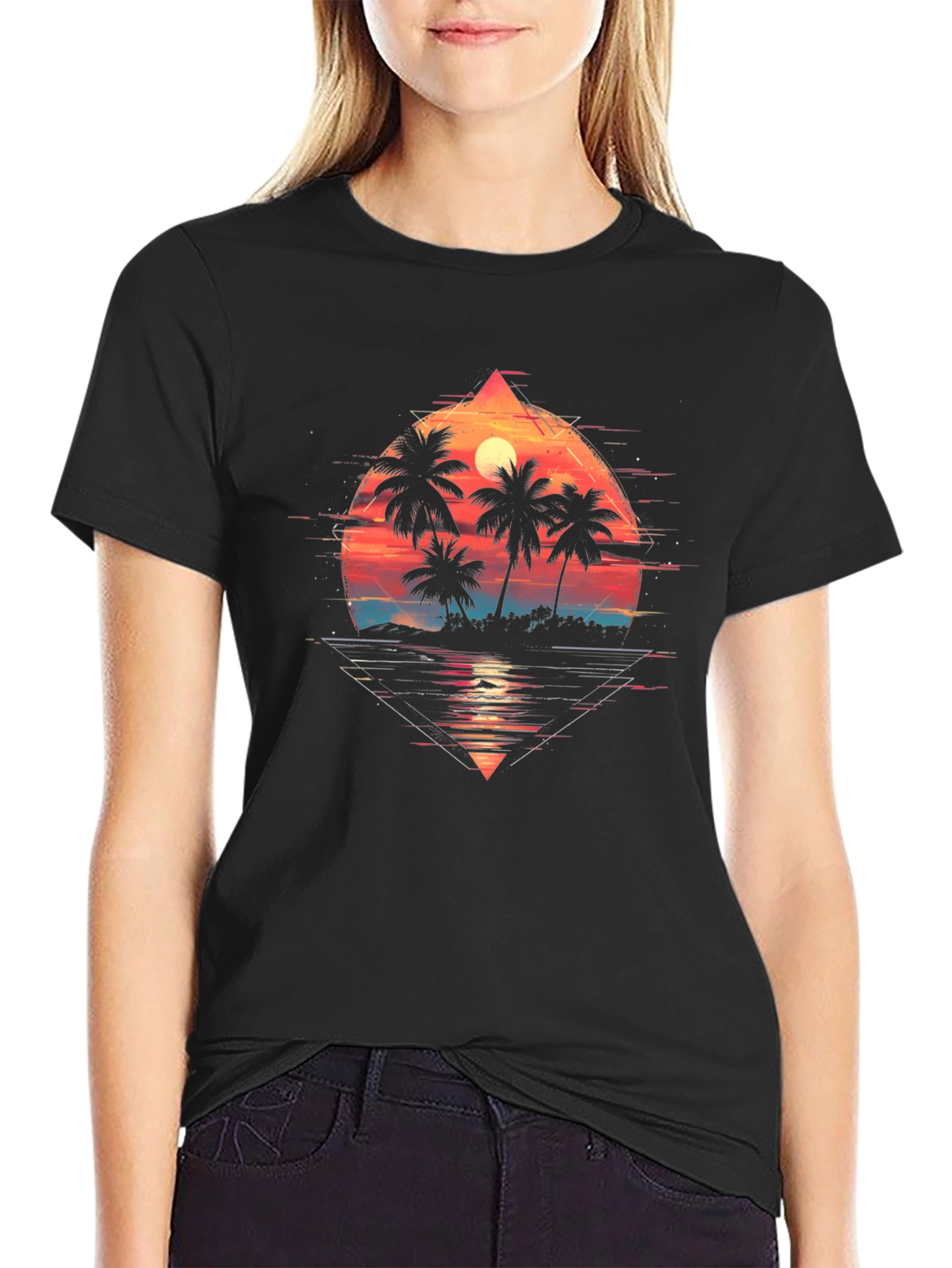 Sunset Palm Graphic Tee - Tropical Vibe