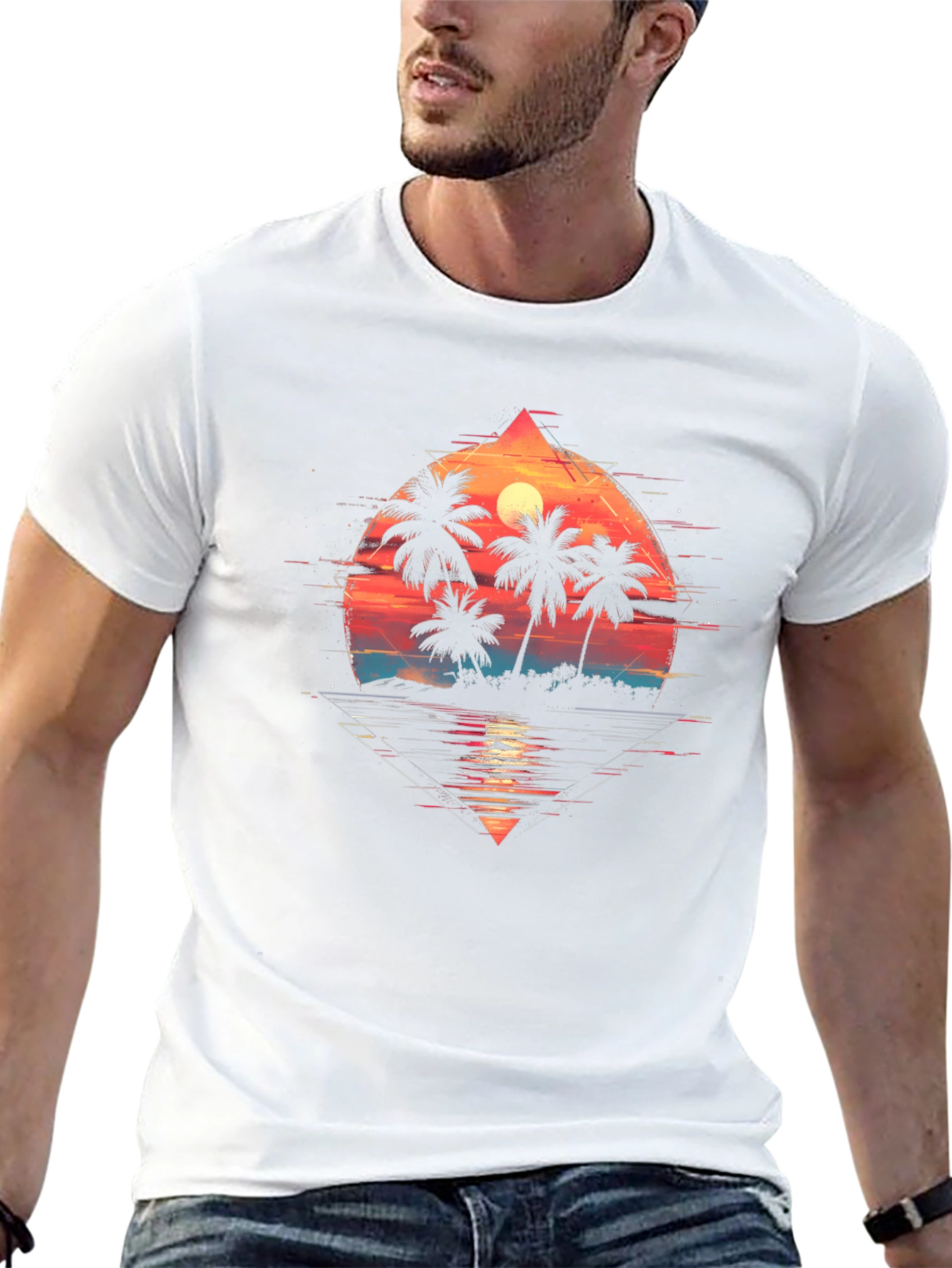 Sunset Palm Graphic Tee - Tropical Vibe