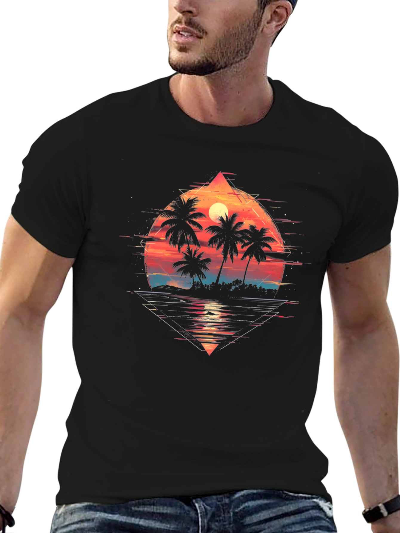 Sunset Palm Graphic Tee - Tropical Vibe