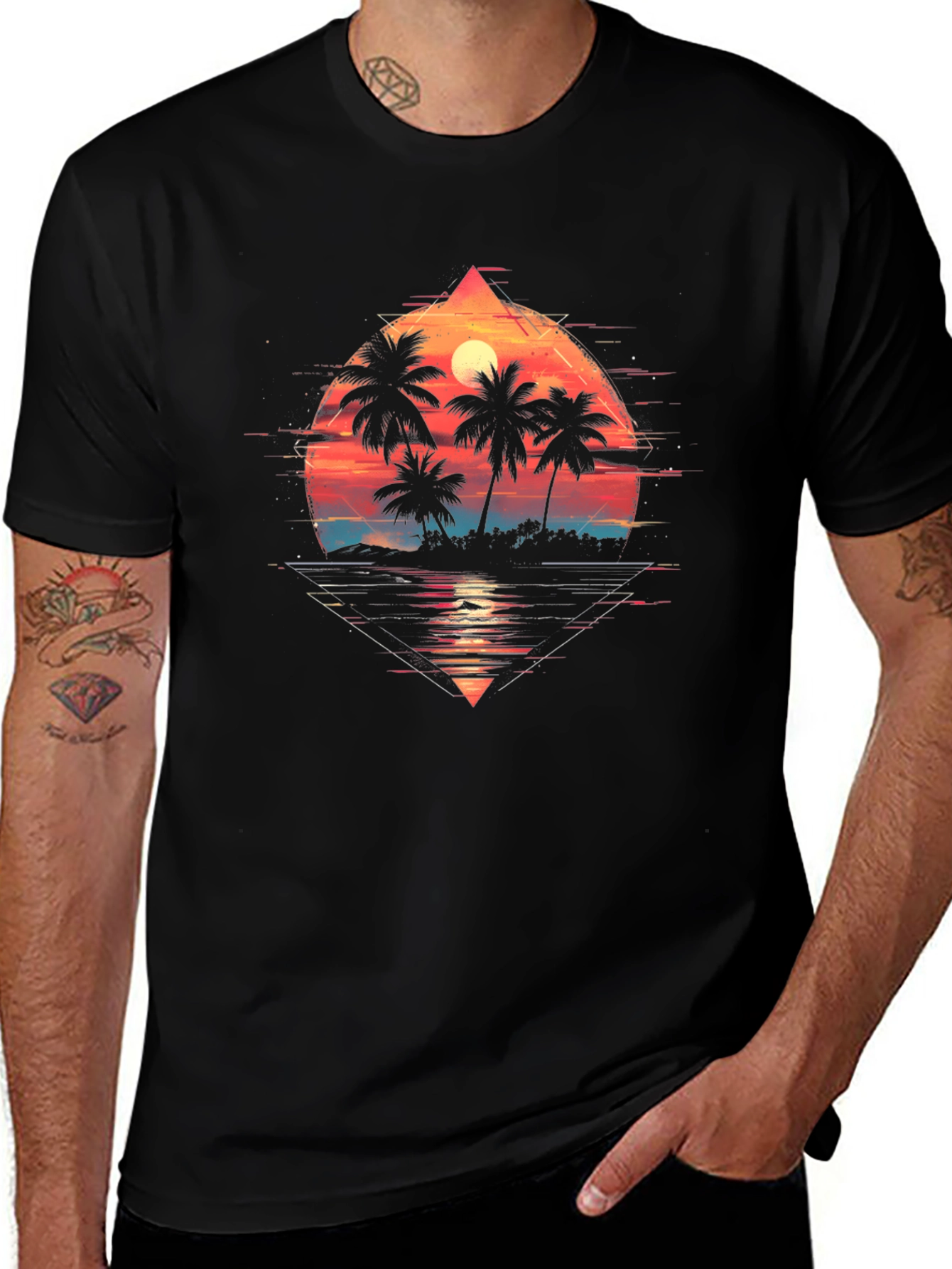 Sunset Palm Graphic Tee - Tropical Vibe