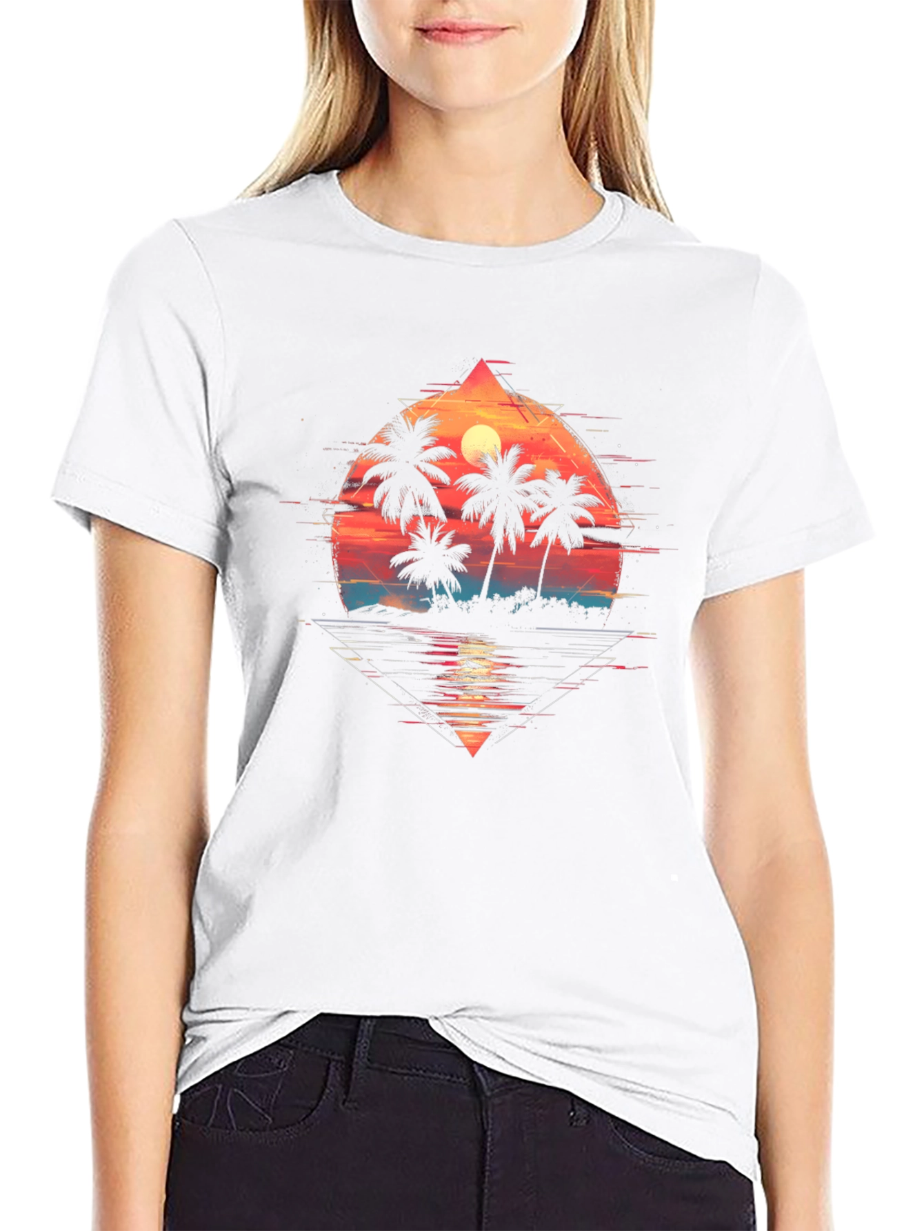 Sunset Palm Graphic Tee - Tropical Vibe