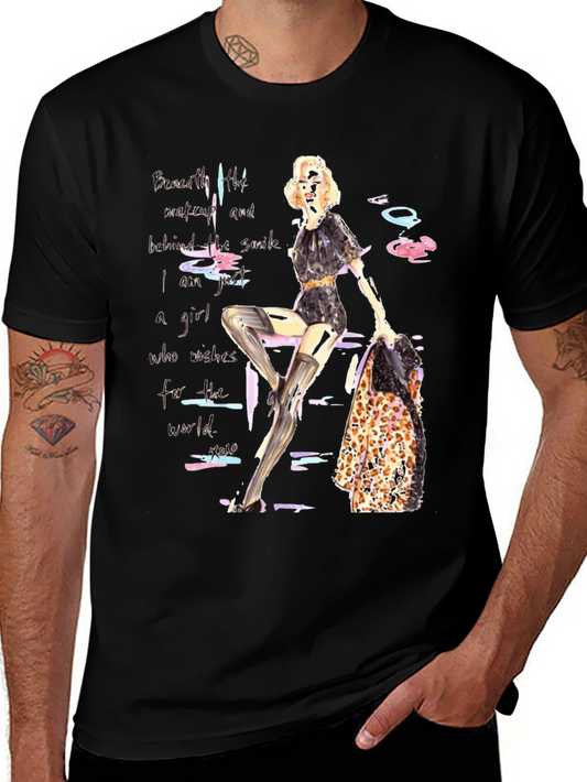 Fashion Girl Graphic Print Tee - Unisex Black T-Shirt