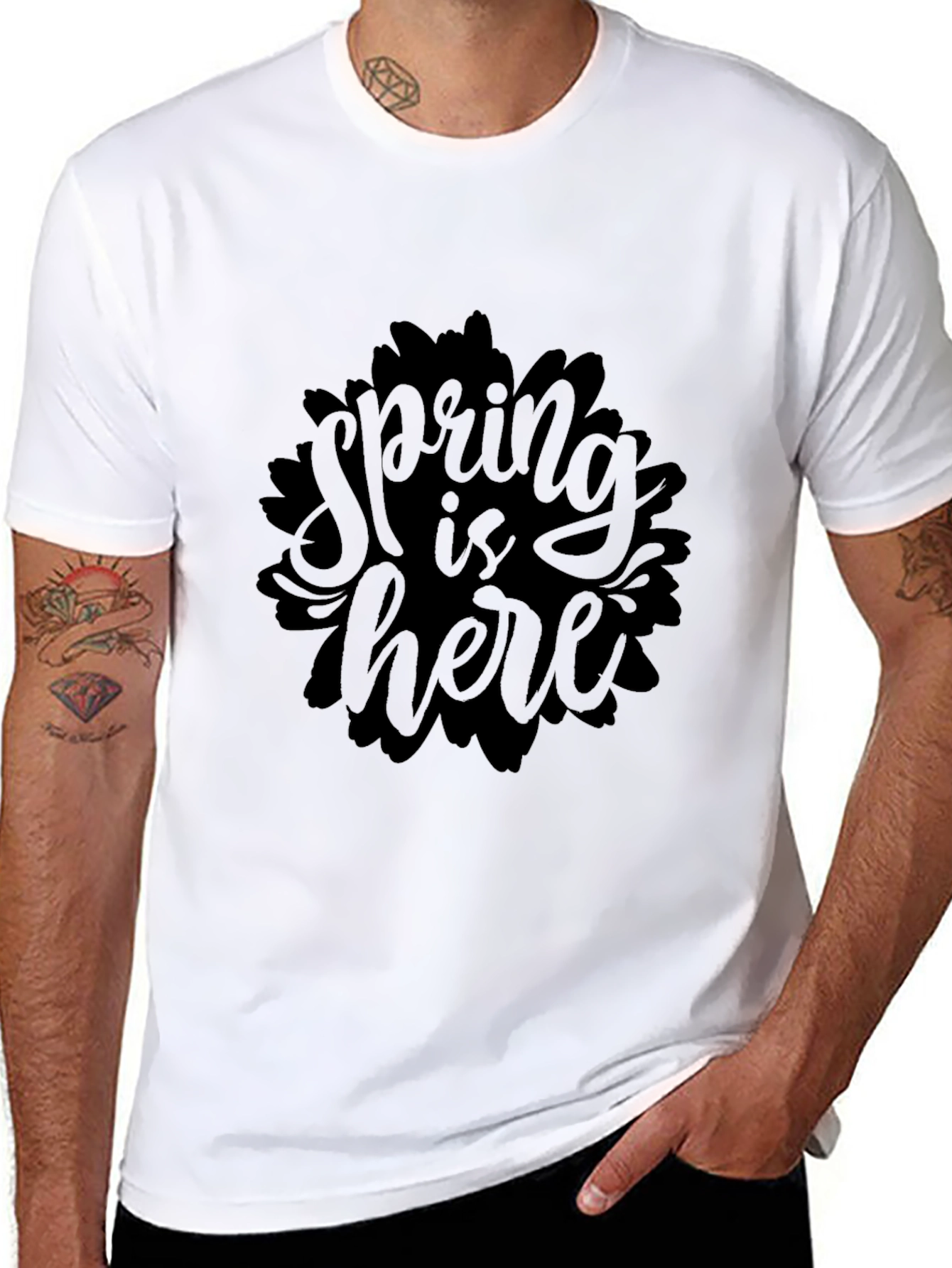 Spring is Here Graphic Black T-Shirt