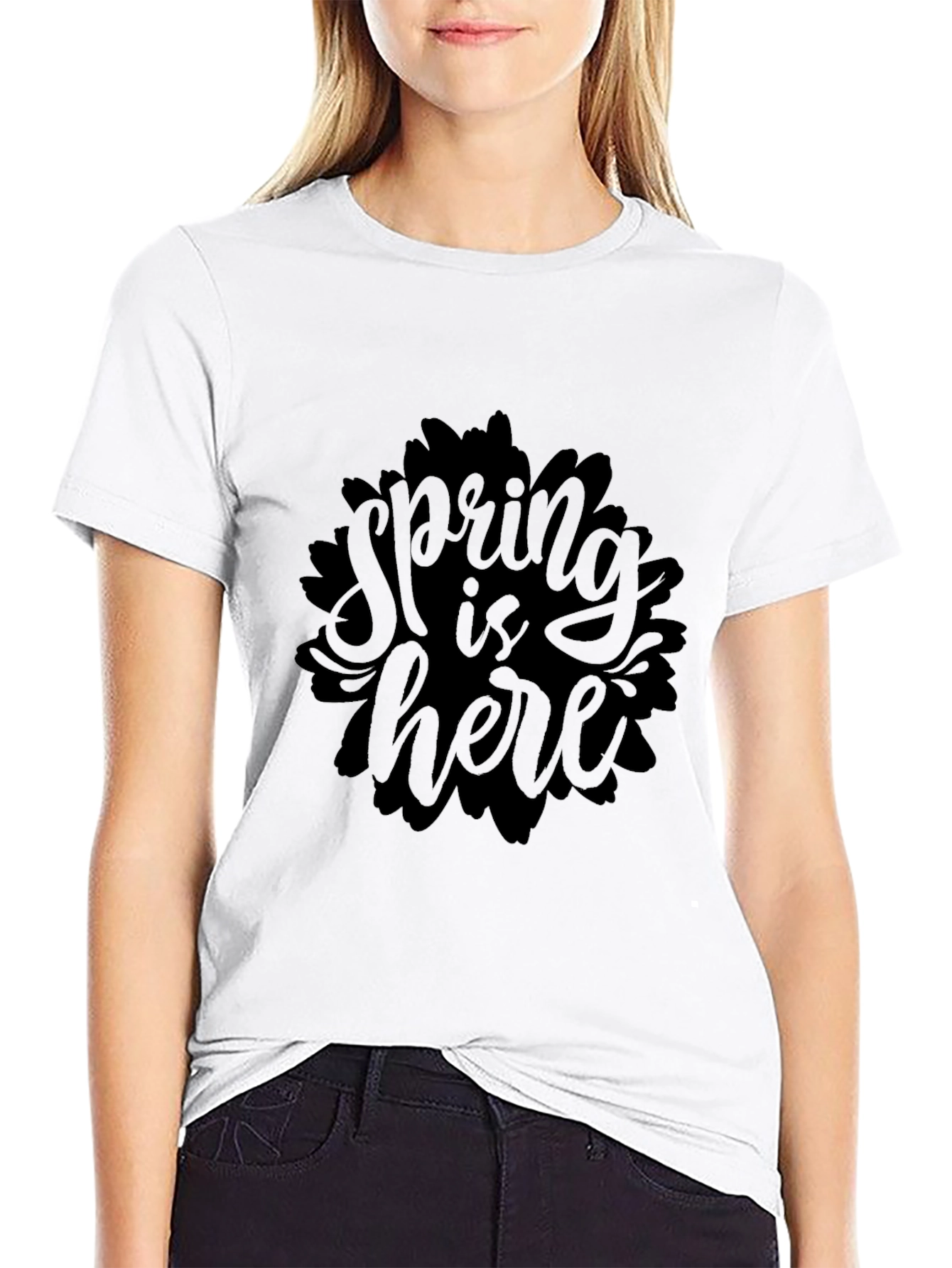 Spring is Here Graphic Black T-Shirt