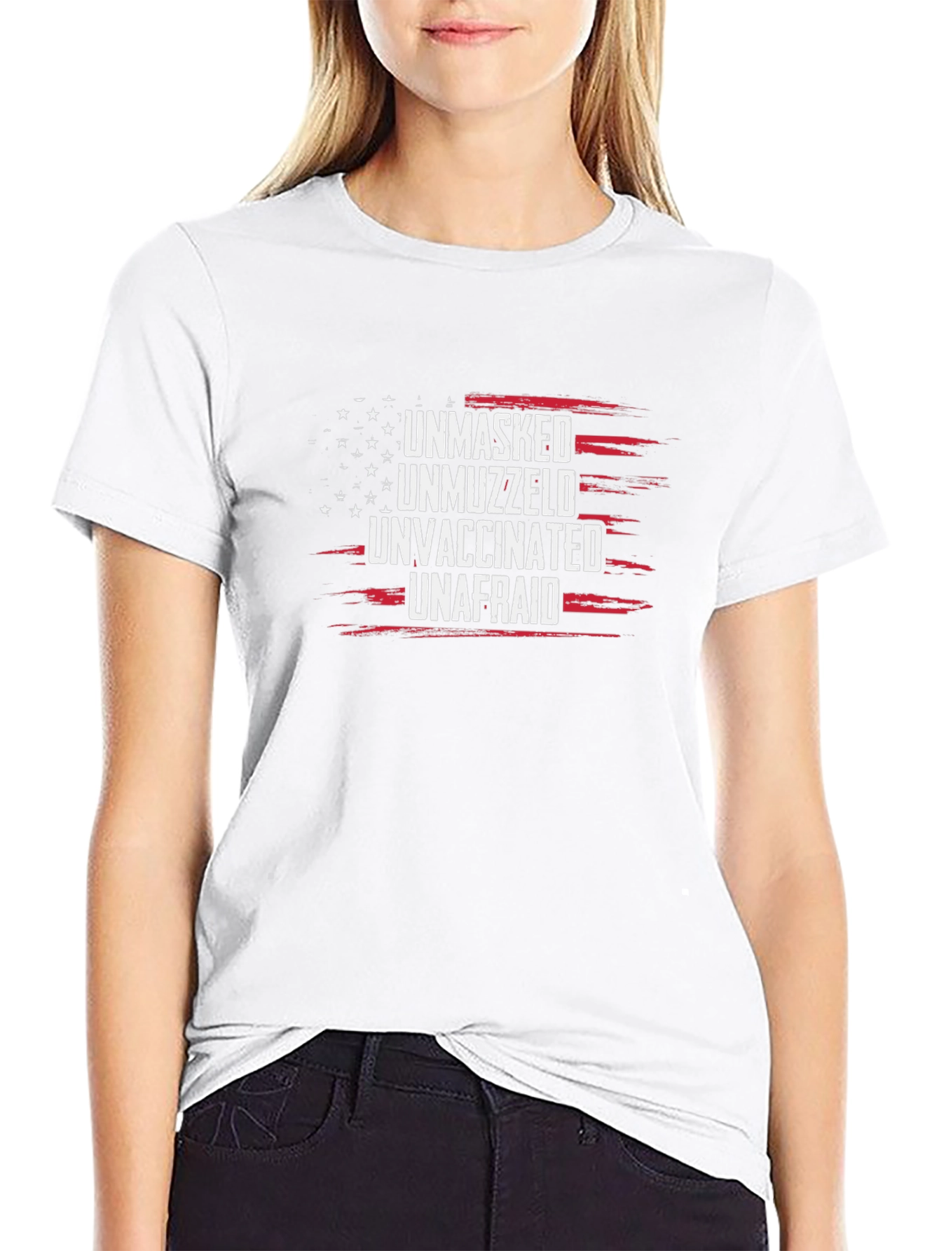 Unmasked Unmuzzled Unvaccinated Unafraid T-Shirt