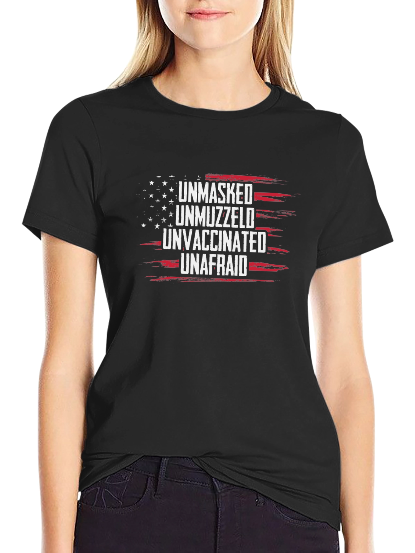 Unmasked Unmuzzled Unvaccinated Unafraid T-Shirt