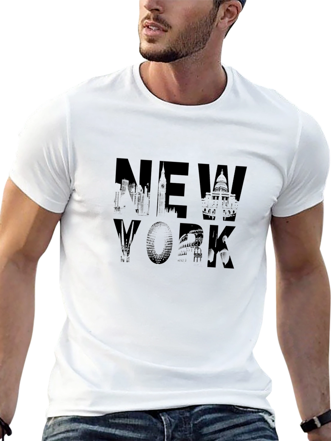 New York City Landmarks Graphic Tee - Black