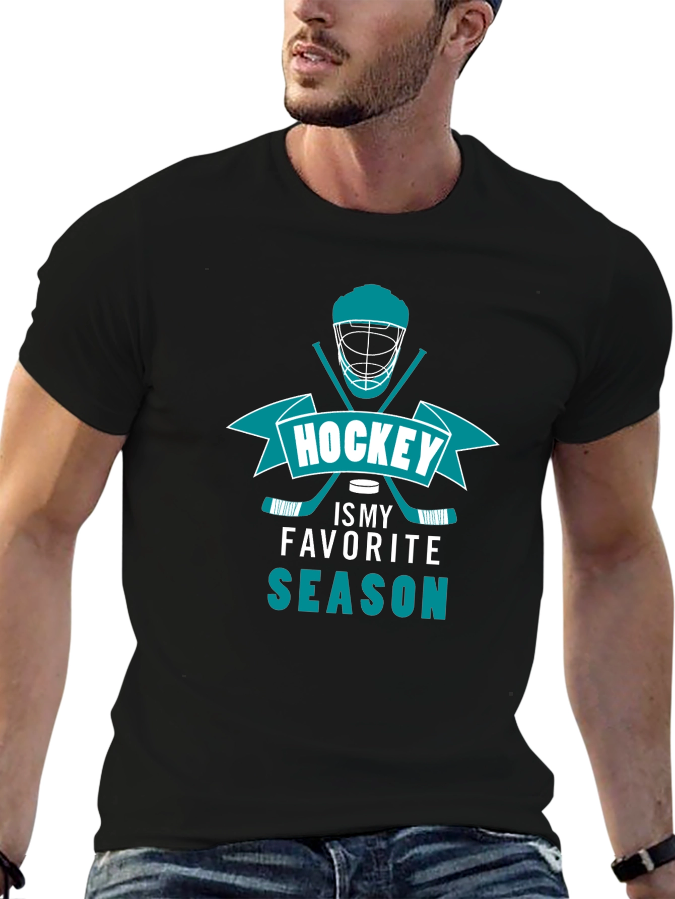 Hockey is My Favorite Season Black T-Shirt