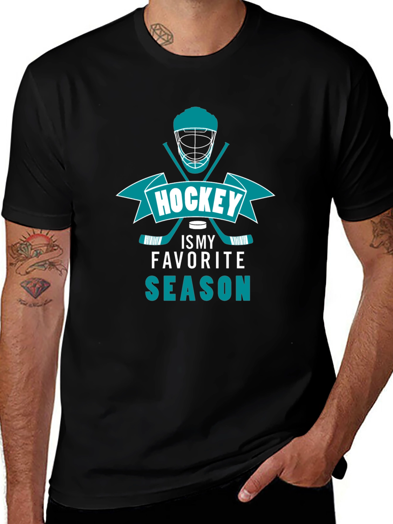 Hockey is My Favorite Season Black T-Shirt