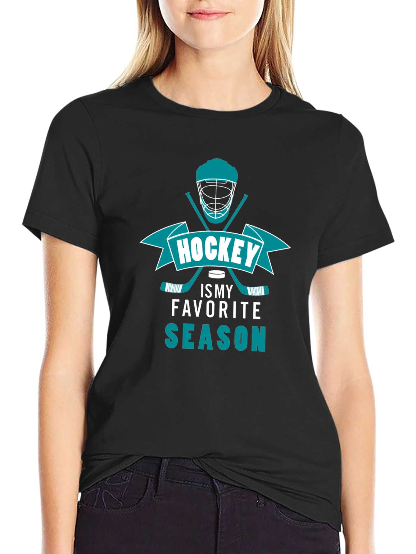 Hockey is My Favorite Season Black T-Shirt