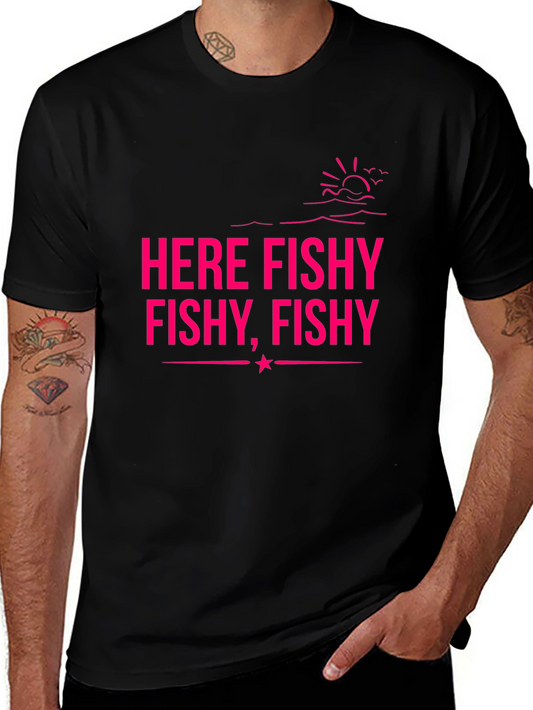 Here Fishy Fishy Black T-Shirt