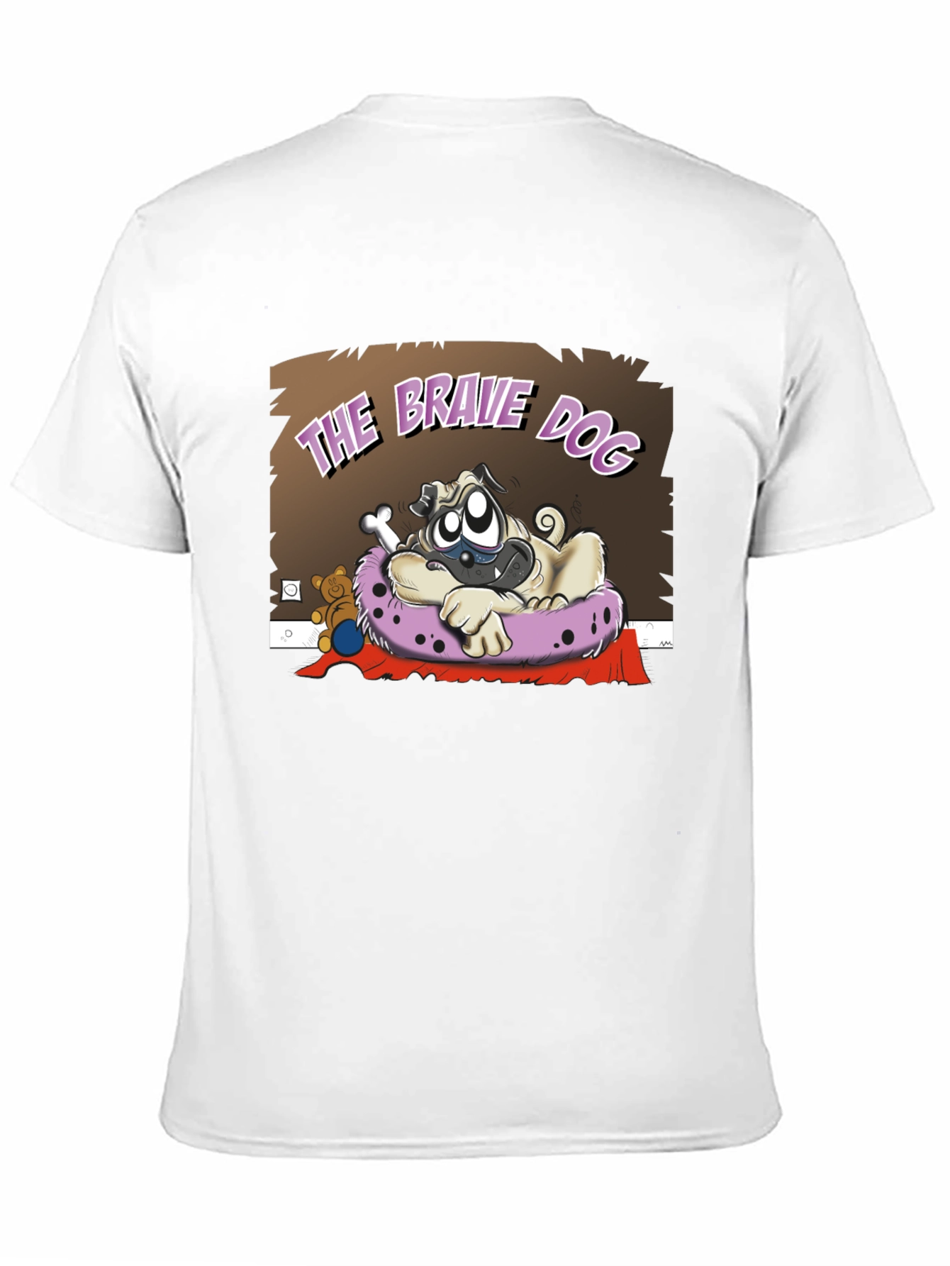 Brave Dog Cartoon Graphic Black T-Shirt