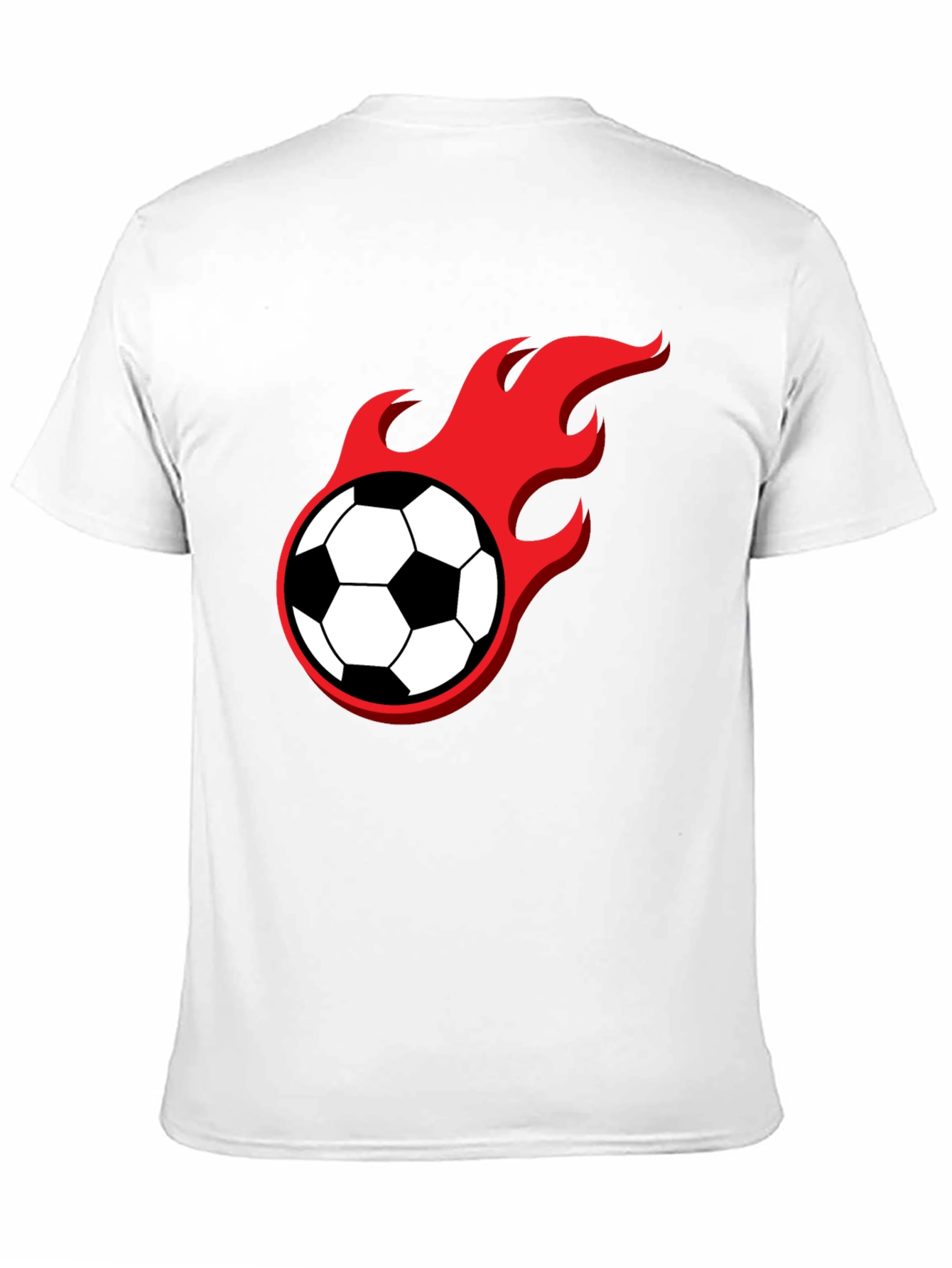 Flaming Soccer Ball Graphic Tee - Black Cotton