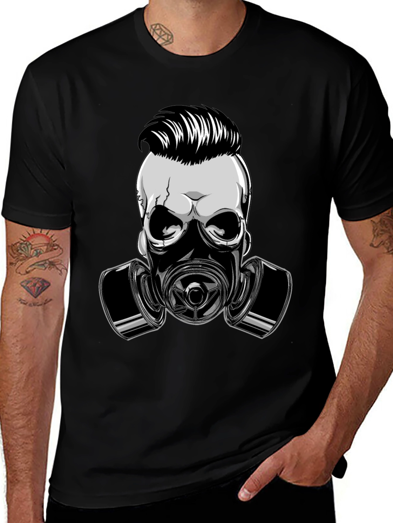 Skull Gas Mask Graphic Print T-Shirt