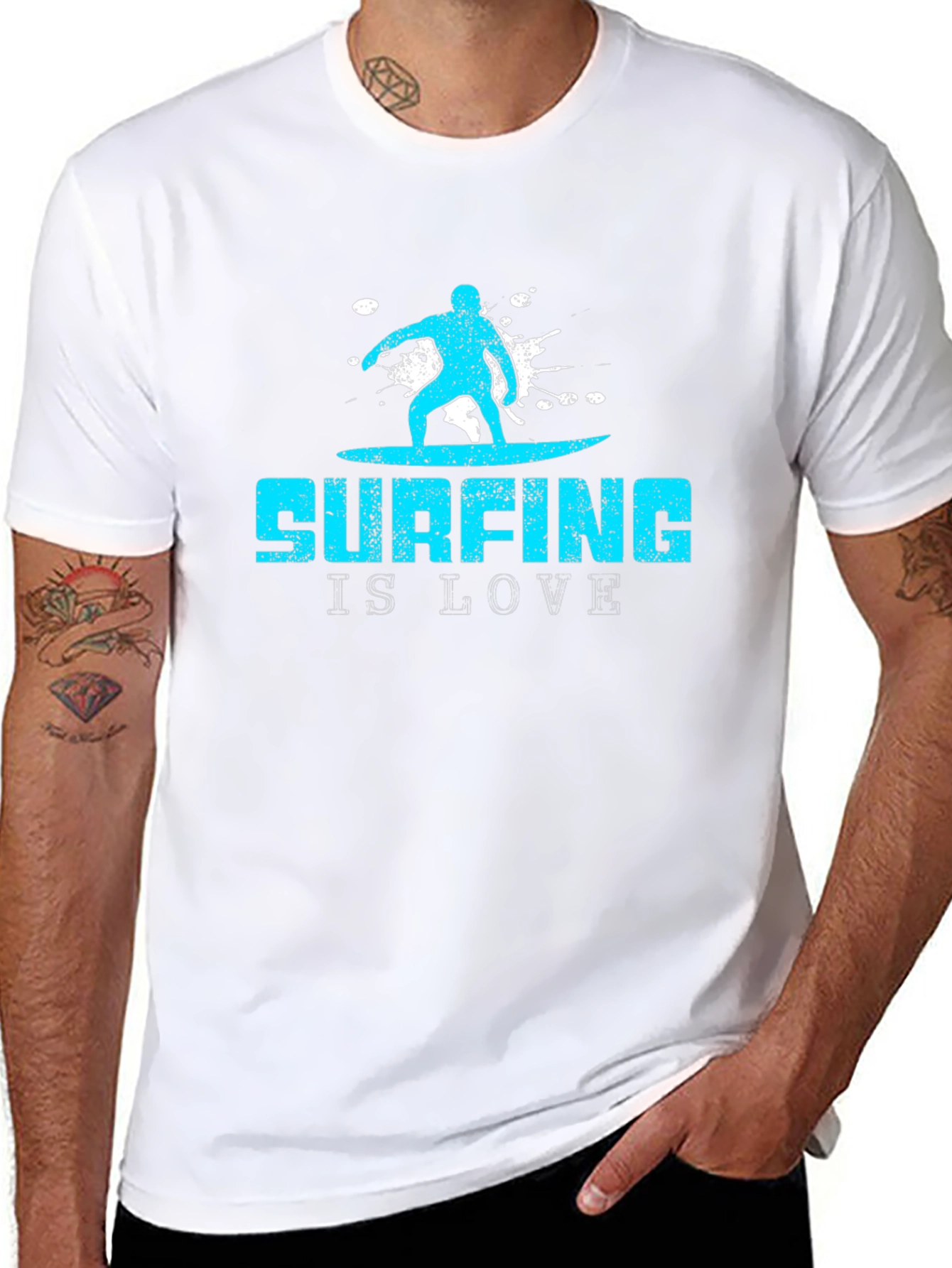 Surfing is Love Black Graphic Tee