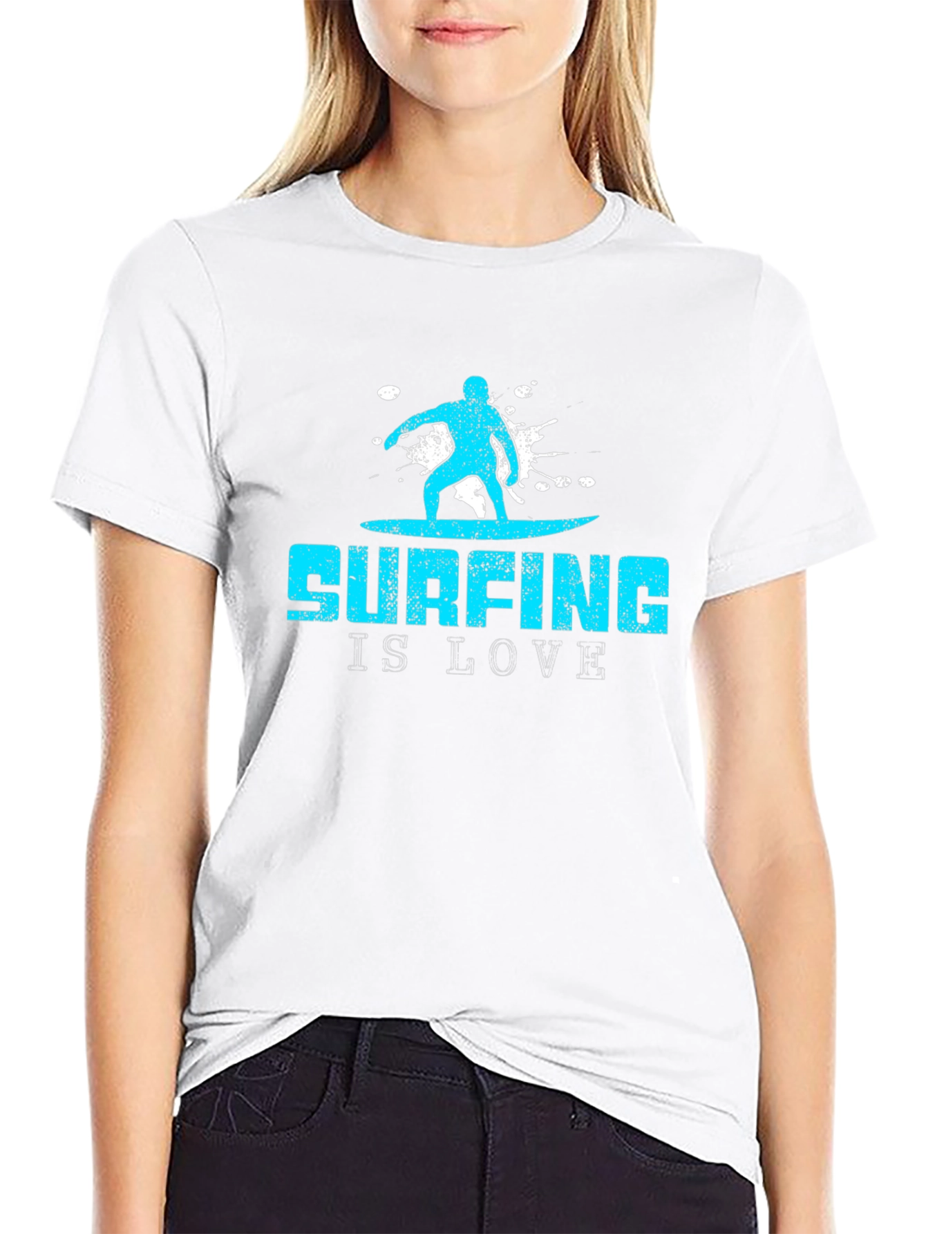 Surfing is Love Black Graphic Tee