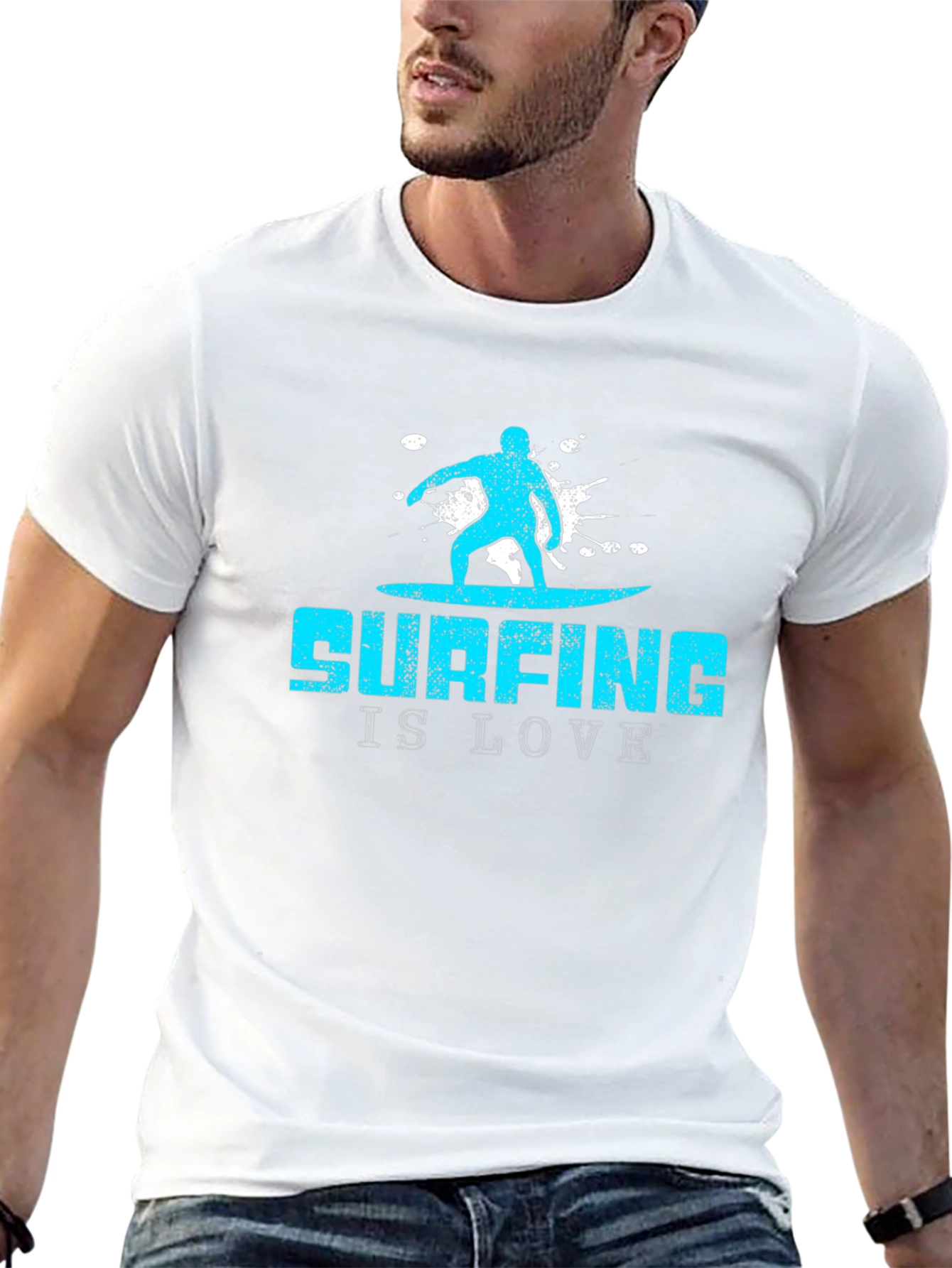 Surfing is Love Black Graphic Tee