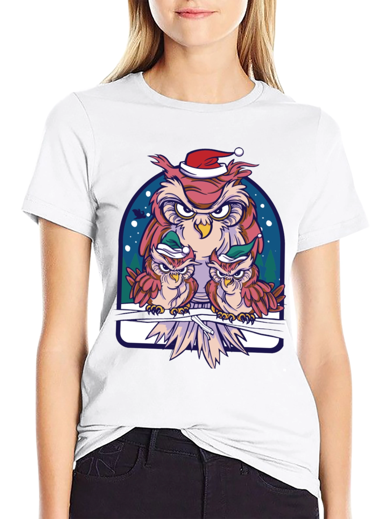 Festive Owl Family Graphic Tee - Holiday Edition