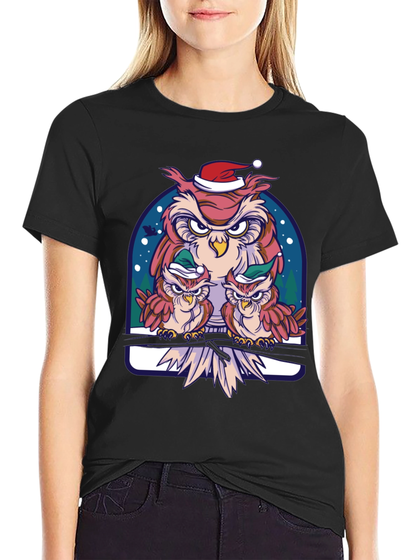 Festive Owl Family Graphic Tee - Holiday Edition