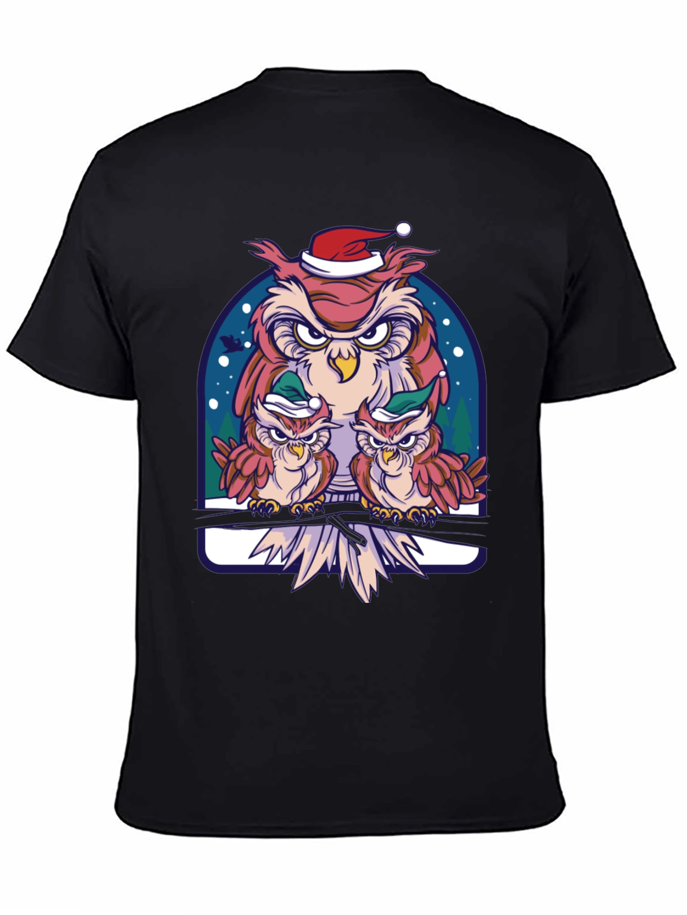 Festive Owl Family Graphic Tee - Holiday Edition