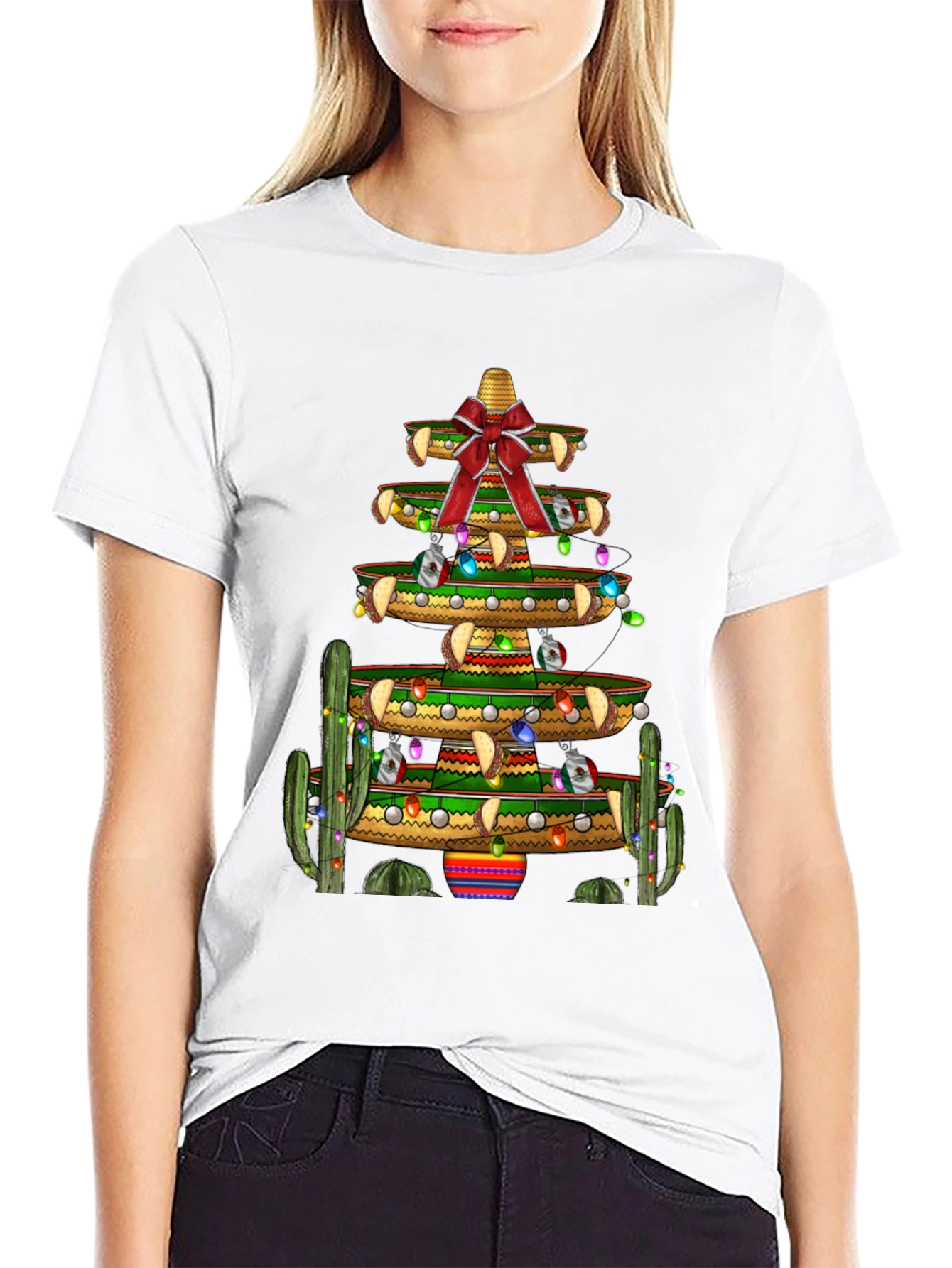 Festive Fiesta T-Shirt - Sombrero Christmas Tree