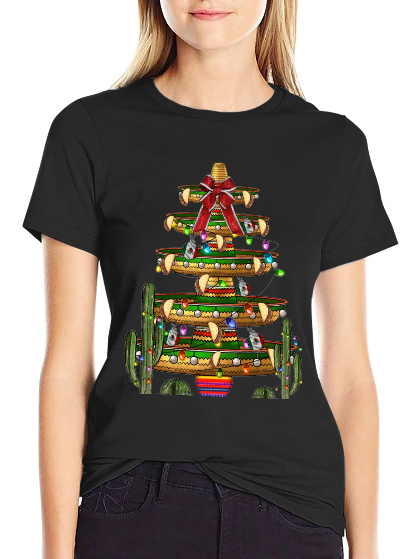 Festive Fiesta T-Shirt - Sombrero Christmas Tree