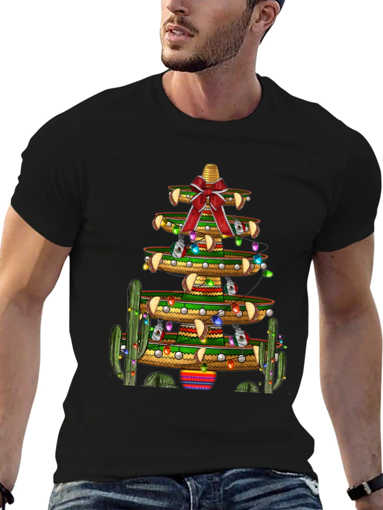 Festive Fiesta T-Shirt - Sombrero Christmas Tree