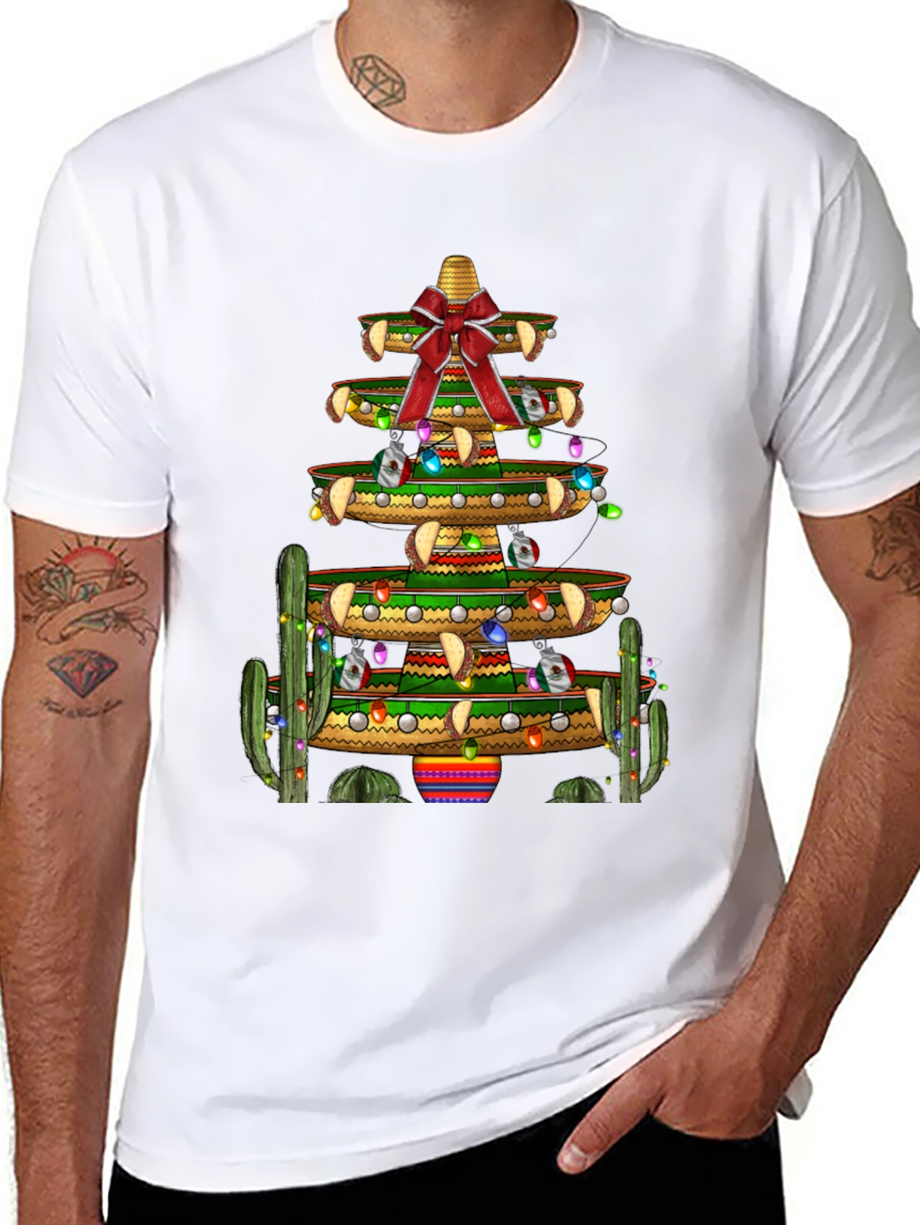 Festive Fiesta T-Shirt - Sombrero Christmas Tree