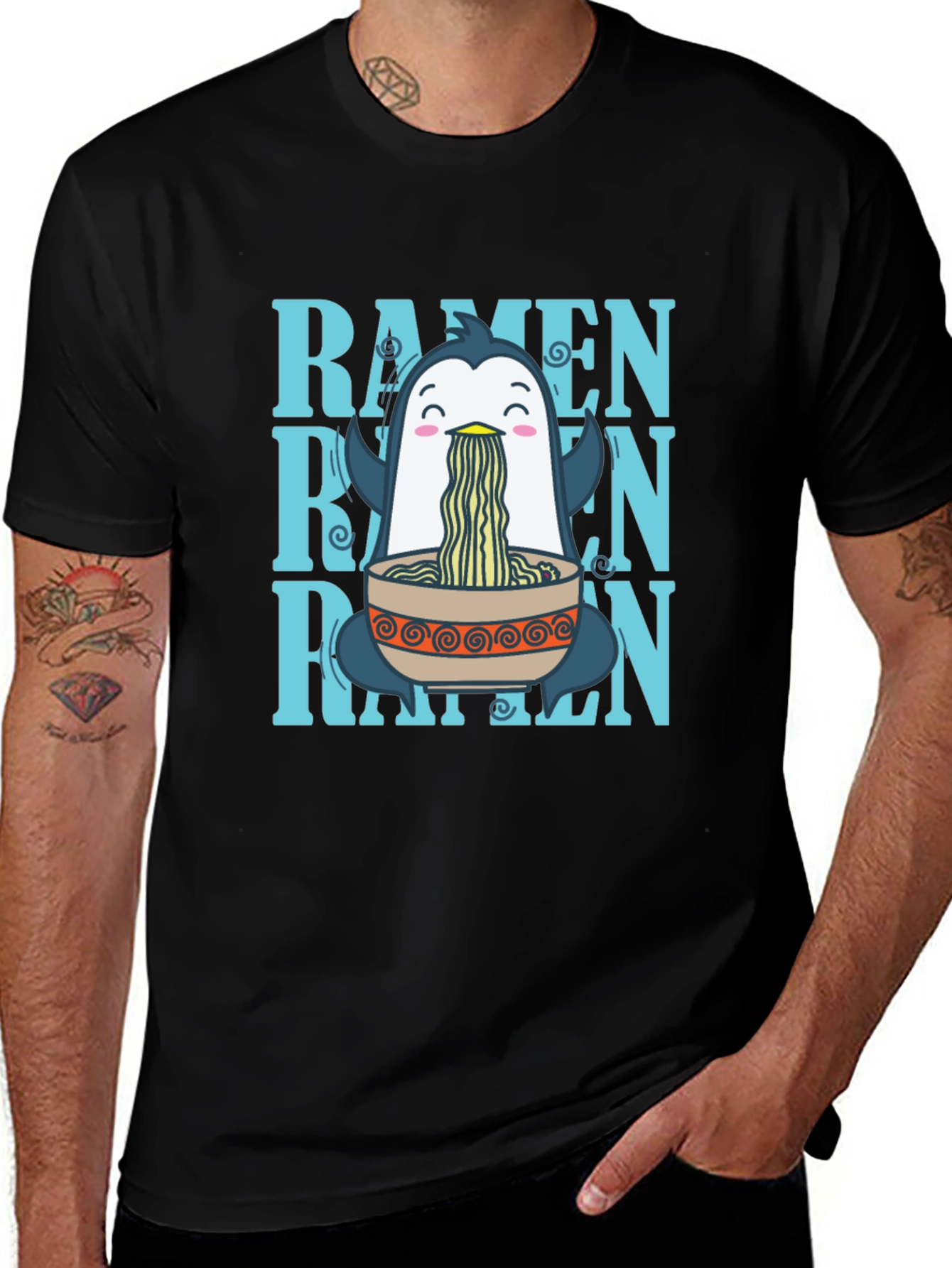 Ramen Penguin Graphic T-Shirt - Unique Anime Foodie Tee
