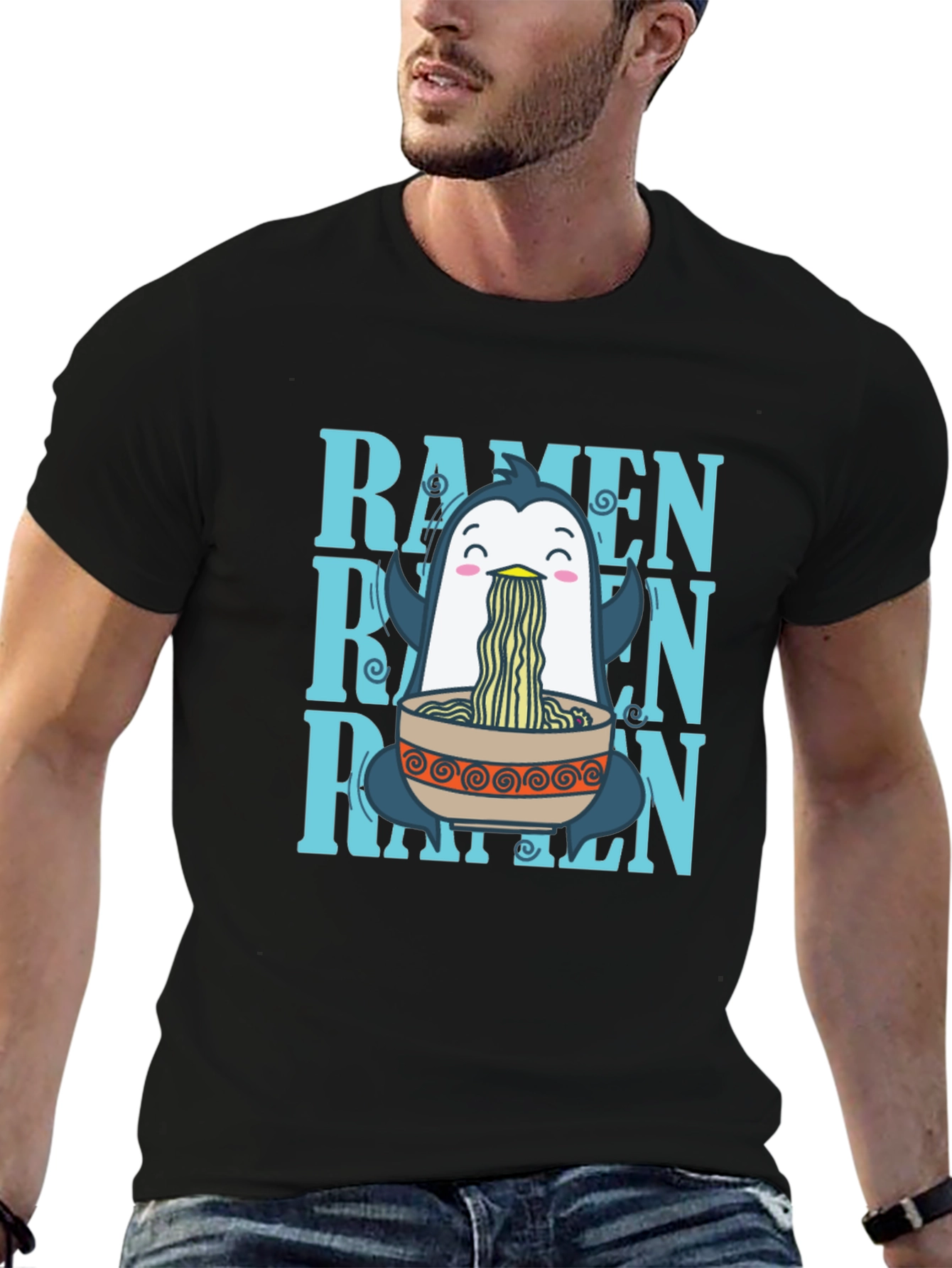 Ramen Penguin Graphic T-Shirt - Unique Anime Foodie Tee