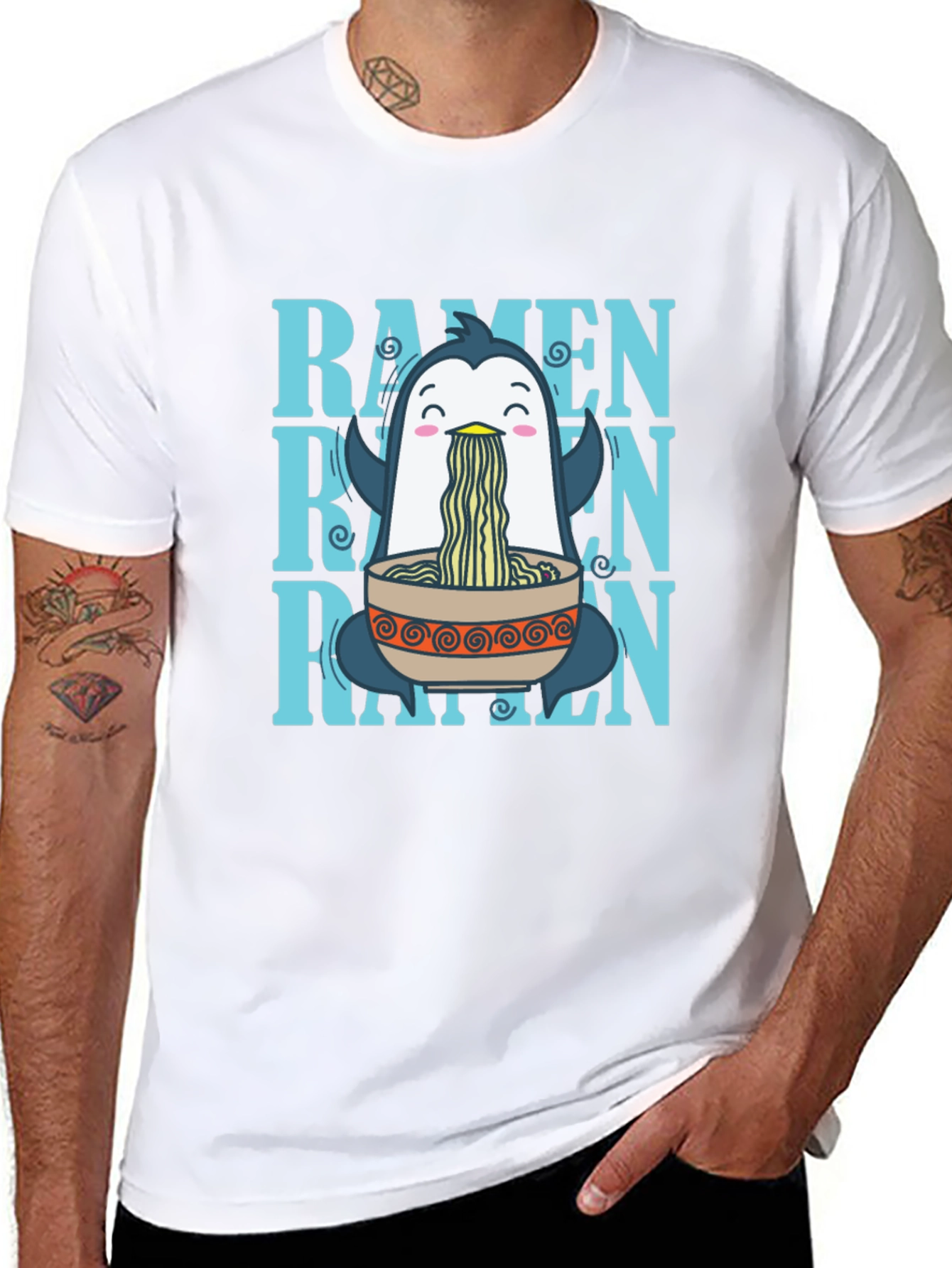 Ramen Penguin Graphic T-Shirt - Unique Anime Foodie Tee