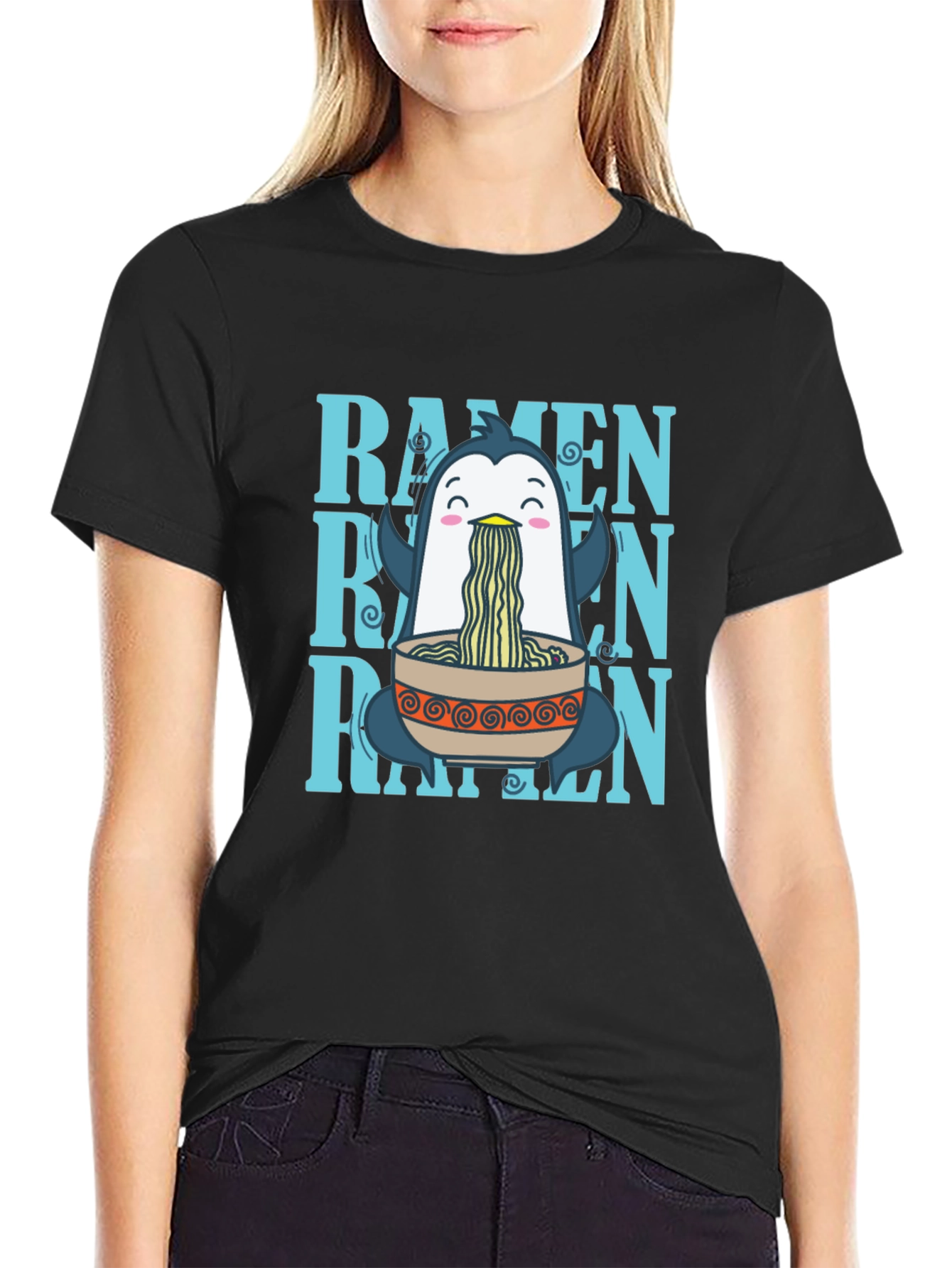 Ramen Penguin Graphic T-Shirt - Unique Anime Foodie Tee