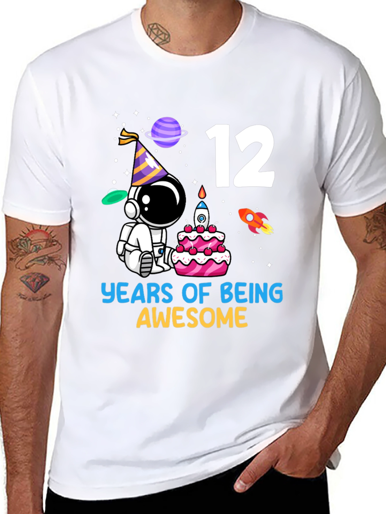 12th Birthday Astronaut T-Shirt - Years of Being Awesome!