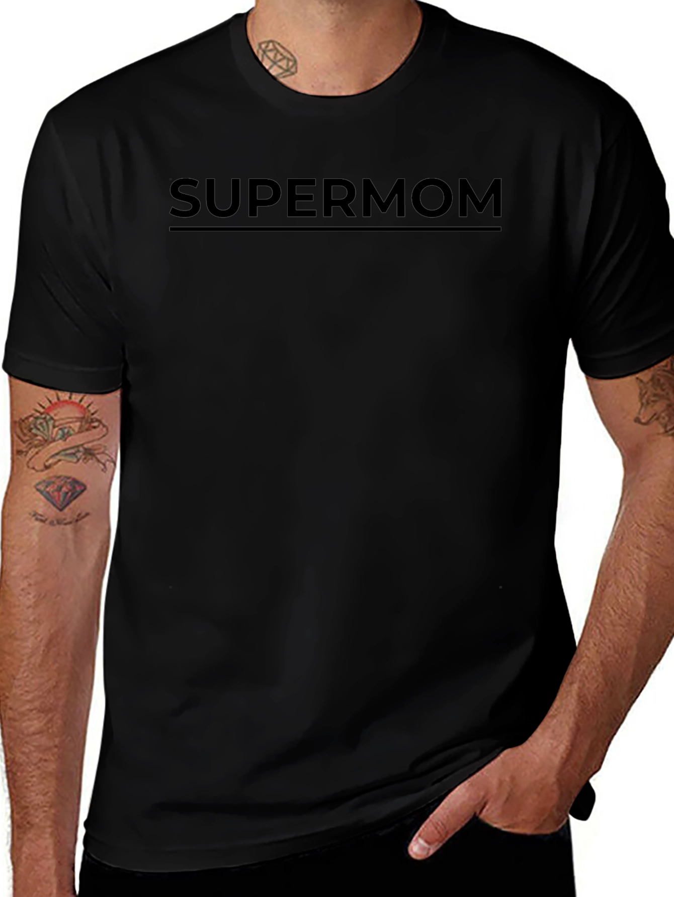 Supermom T-Shirt - Black Crew Neck Tee