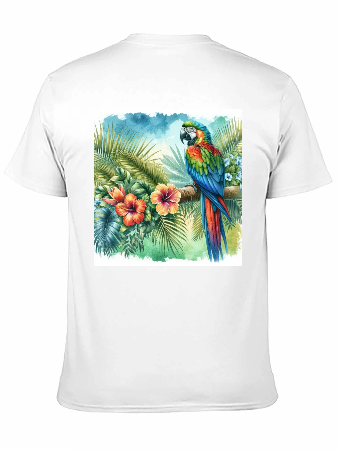 Tropical Parrot Graphic Tee - Vibrant Island Style