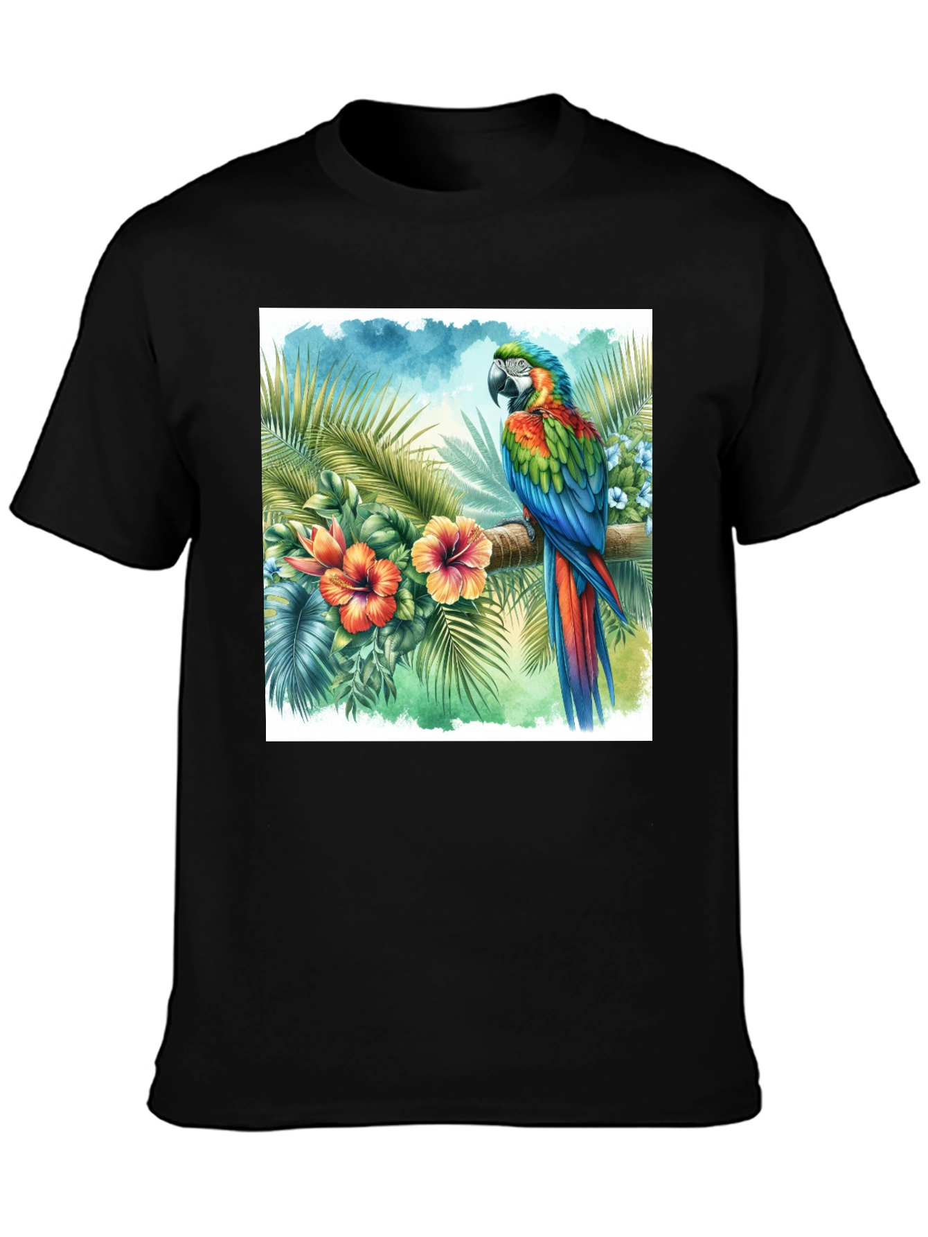 Tropical Parrot Graphic Tee - Vibrant Island Style
