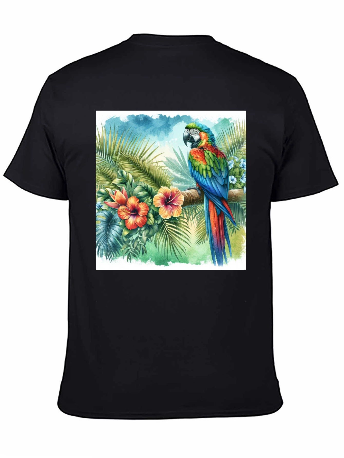 Tropical Parrot Graphic Tee - Vibrant Island Style