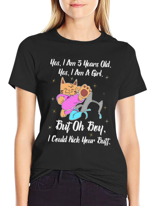 Funny Cat T-Shirt: Yes I am 3 years old Yes I am a Girl
