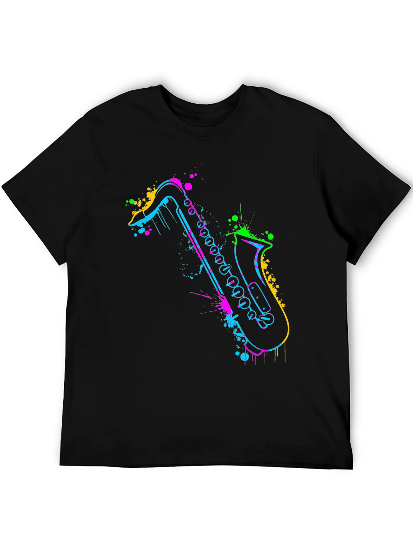 Neon Saxophone Graphic Tee - Bold & Unique Style