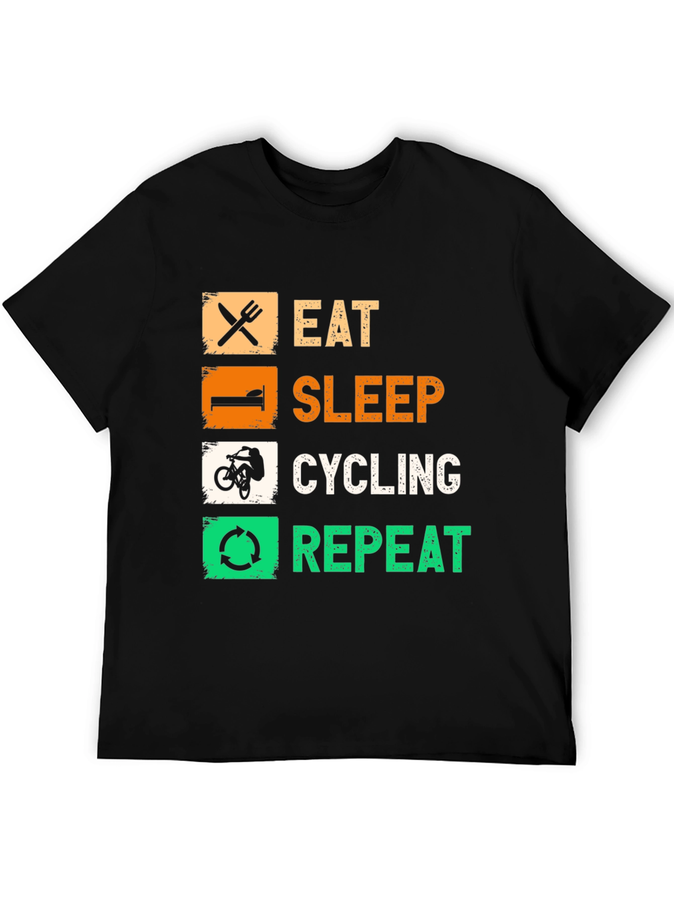 Eat Sleep Cycling Repeat Black Graphic Tee