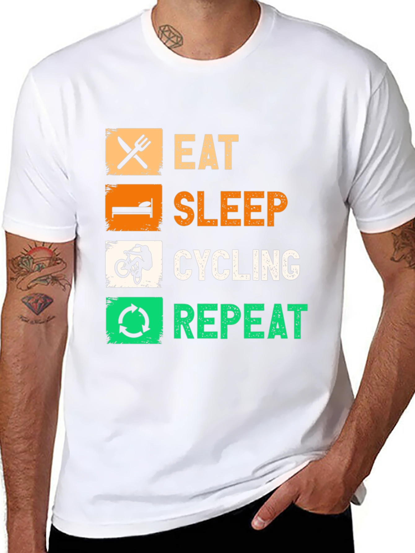 Eat Sleep Cycling Repeat Black Graphic Tee