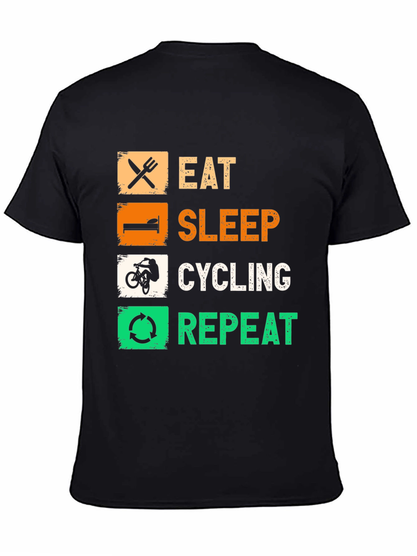 Eat Sleep Cycling Repeat Black Graphic Tee