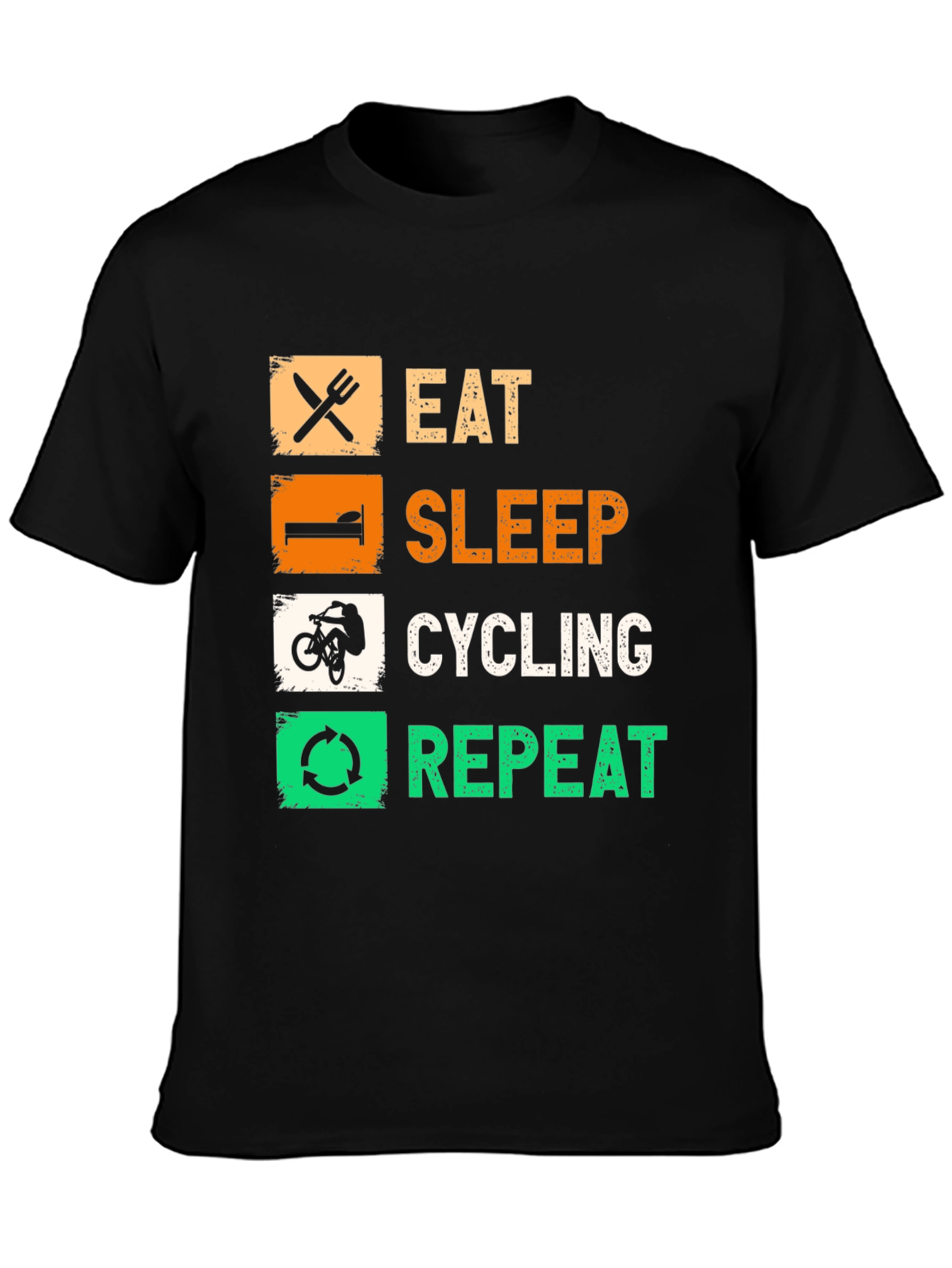 Eat Sleep Cycling Repeat Black Graphic Tee