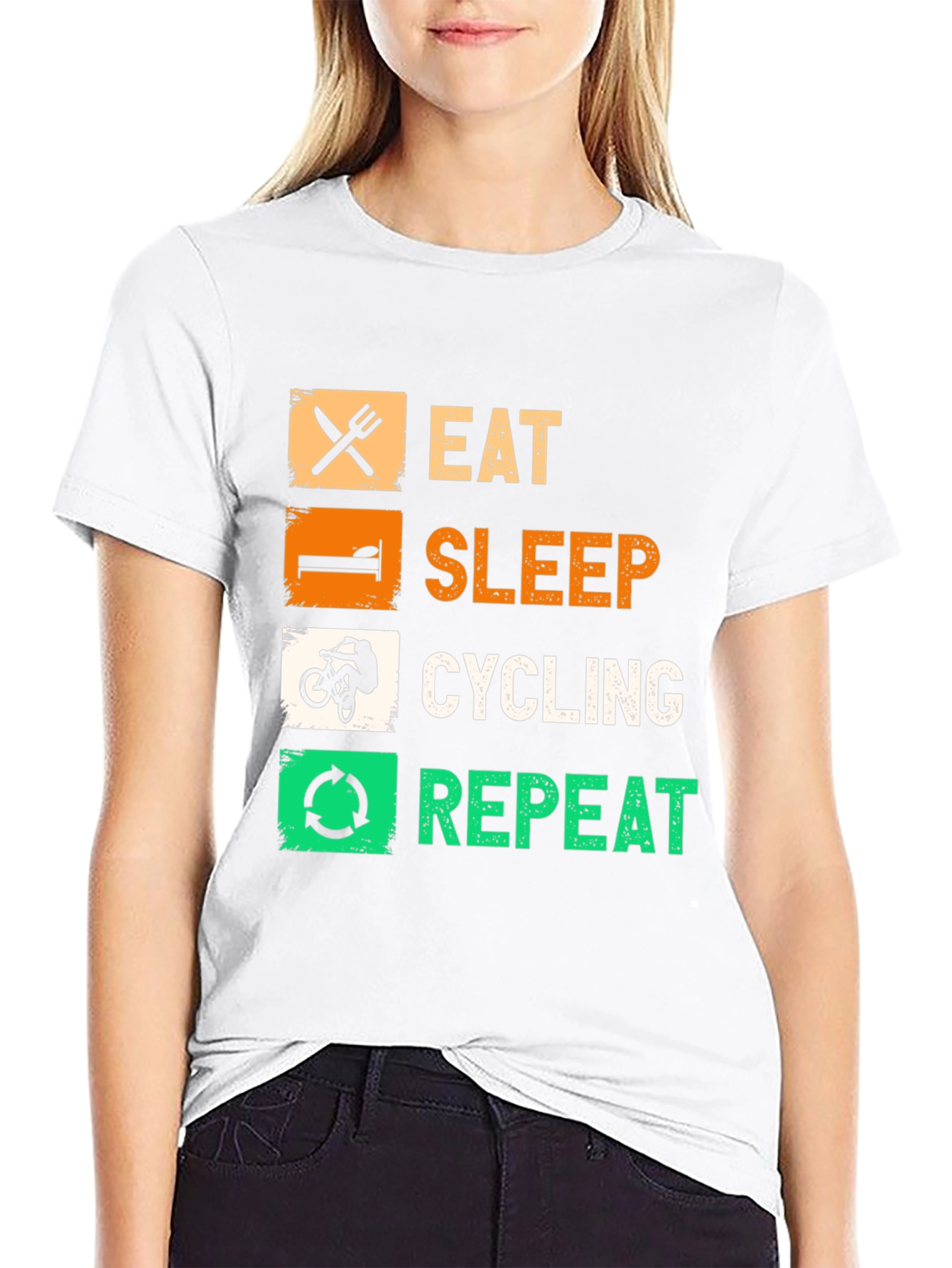 Eat Sleep Cycling Repeat Black Graphic Tee