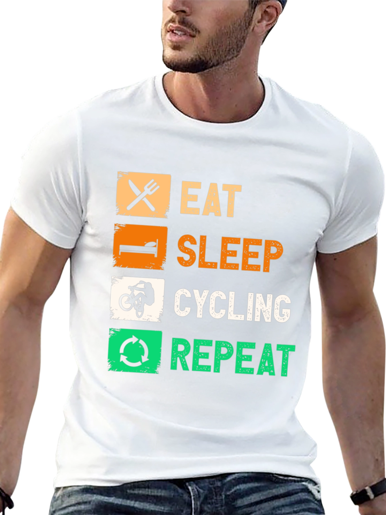 Eat Sleep Cycling Repeat Black Graphic Tee