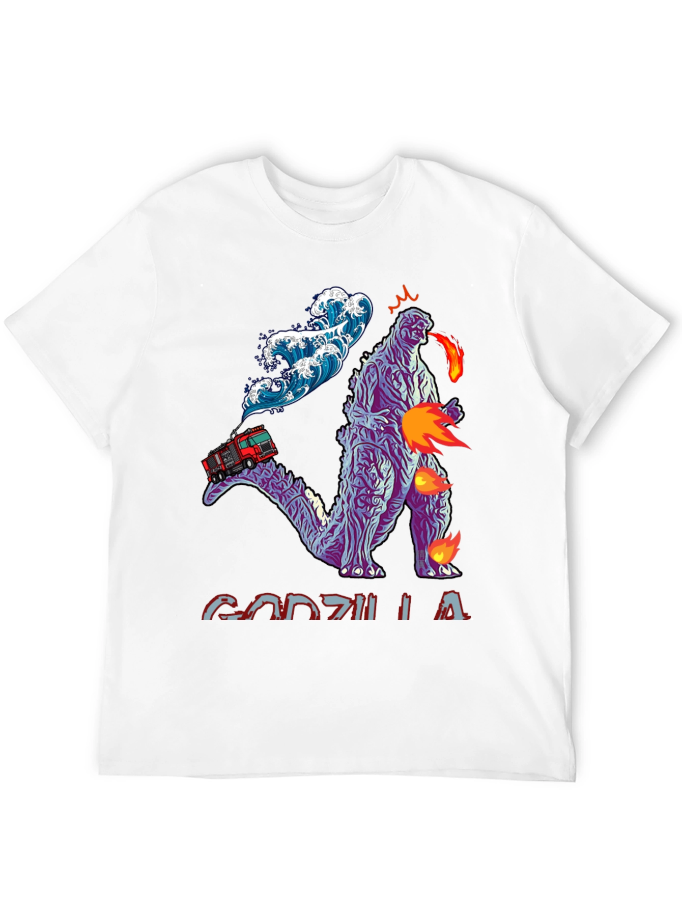 Godzilla Fire Truck Wave Graphic Tee