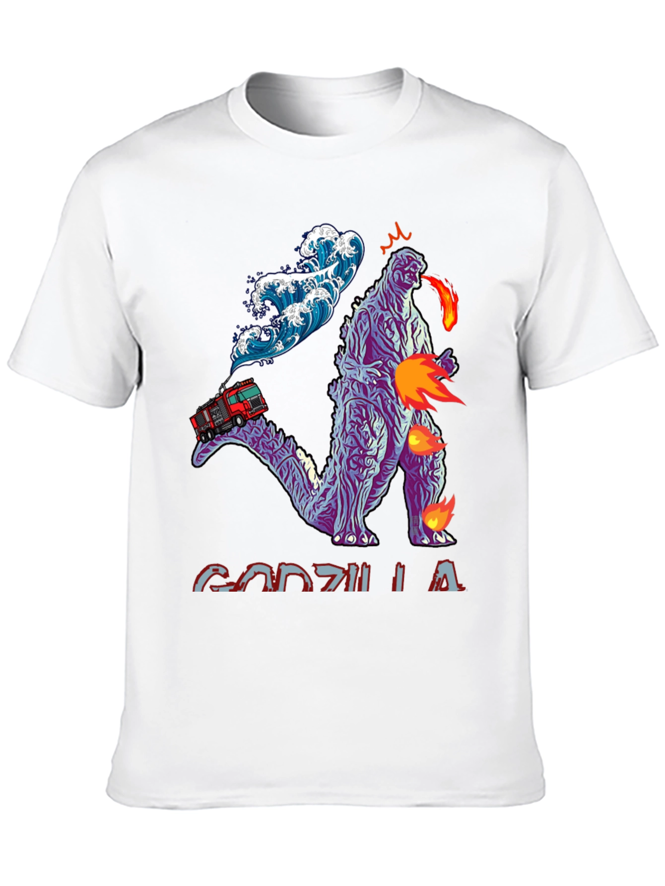 Godzilla Fire Truck Wave Graphic Tee