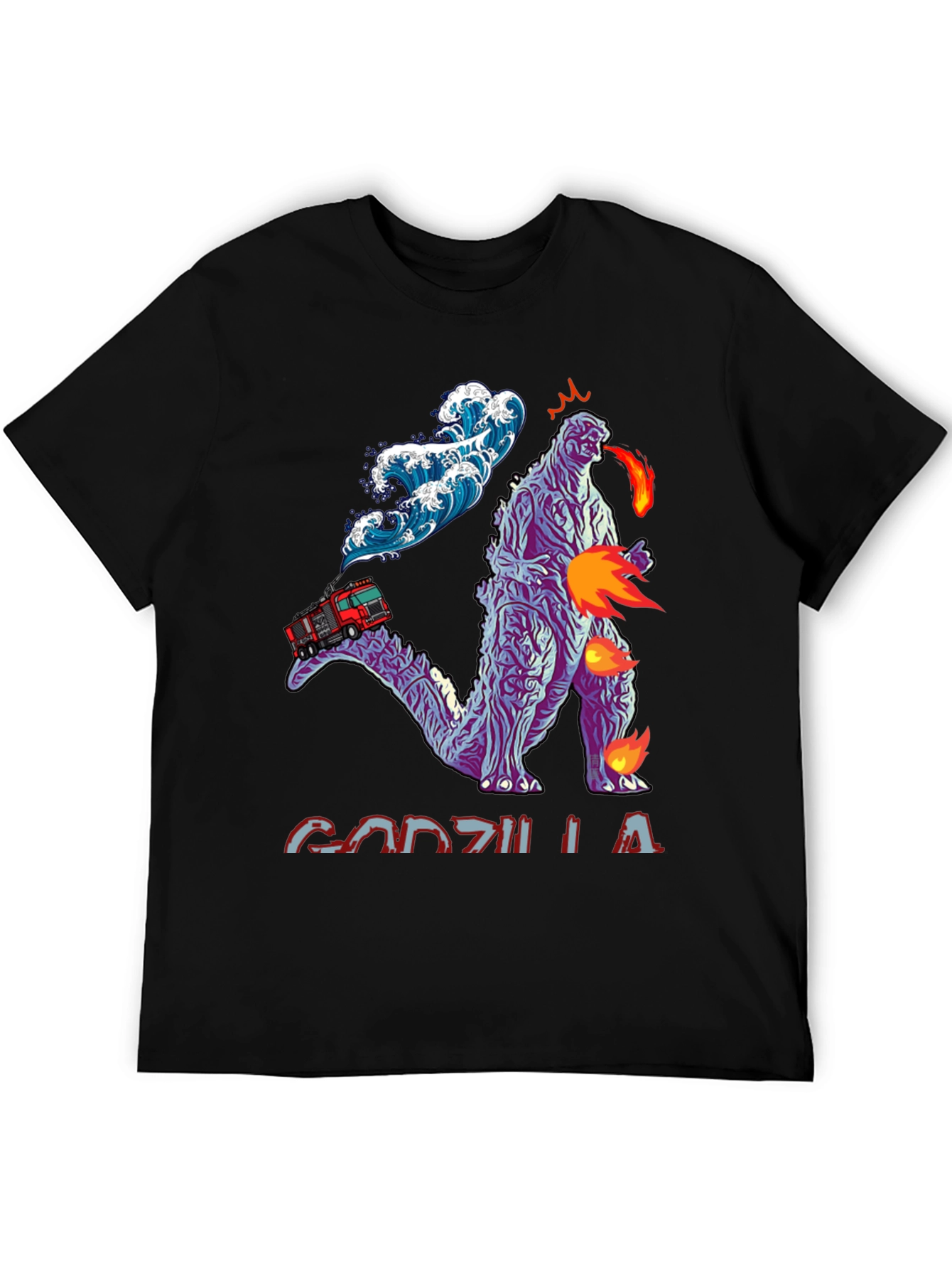 Godzilla Fire Truck Wave Graphic Tee