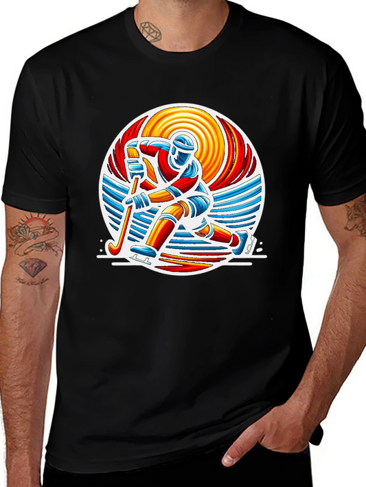 Hockey Player Graphic Tee - Retro Style