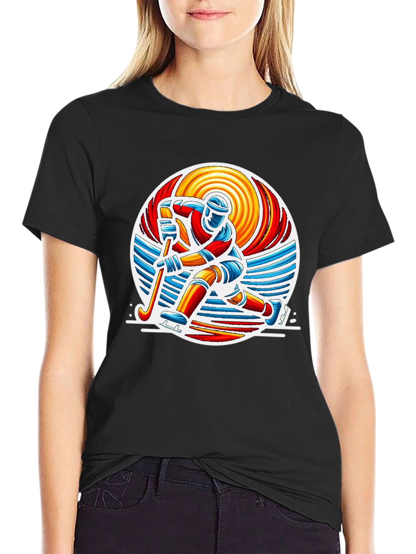 Hockey Player Graphic Tee - Retro Style